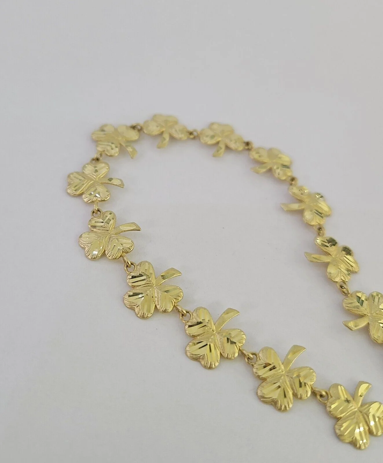 10k Yellow Gold Leaf Irish Bracelet 9mm 7" Women Ladies Real Genuine - Image 7