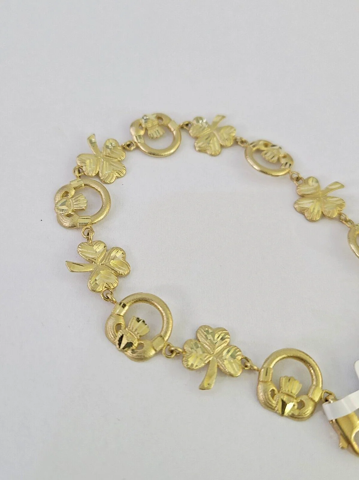 10k Yellow Gold Love Claddagh Bracelet 10mm 7" Women Ladies Real Genuine - Image 3