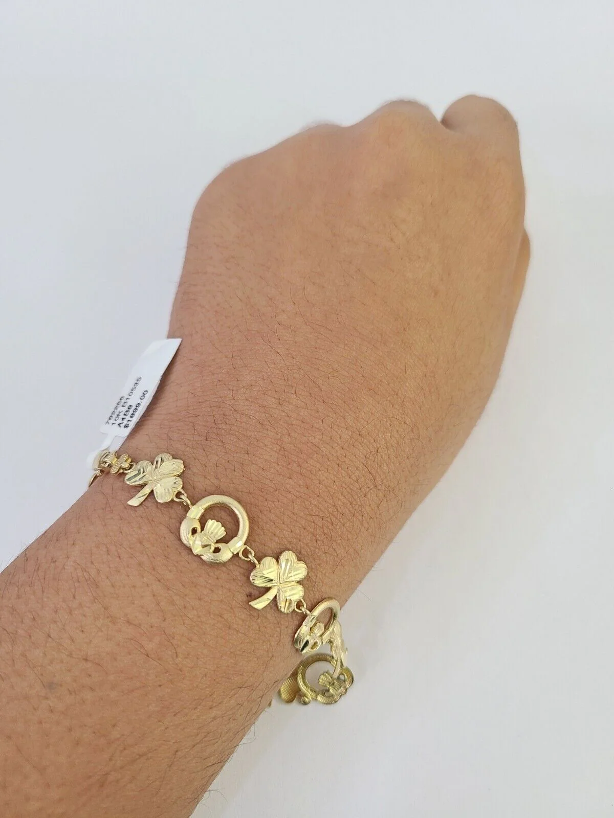 10k Yellow Gold Love Claddagh Bracelet 10mm 7" Women Ladies Real Genuine - Image 4