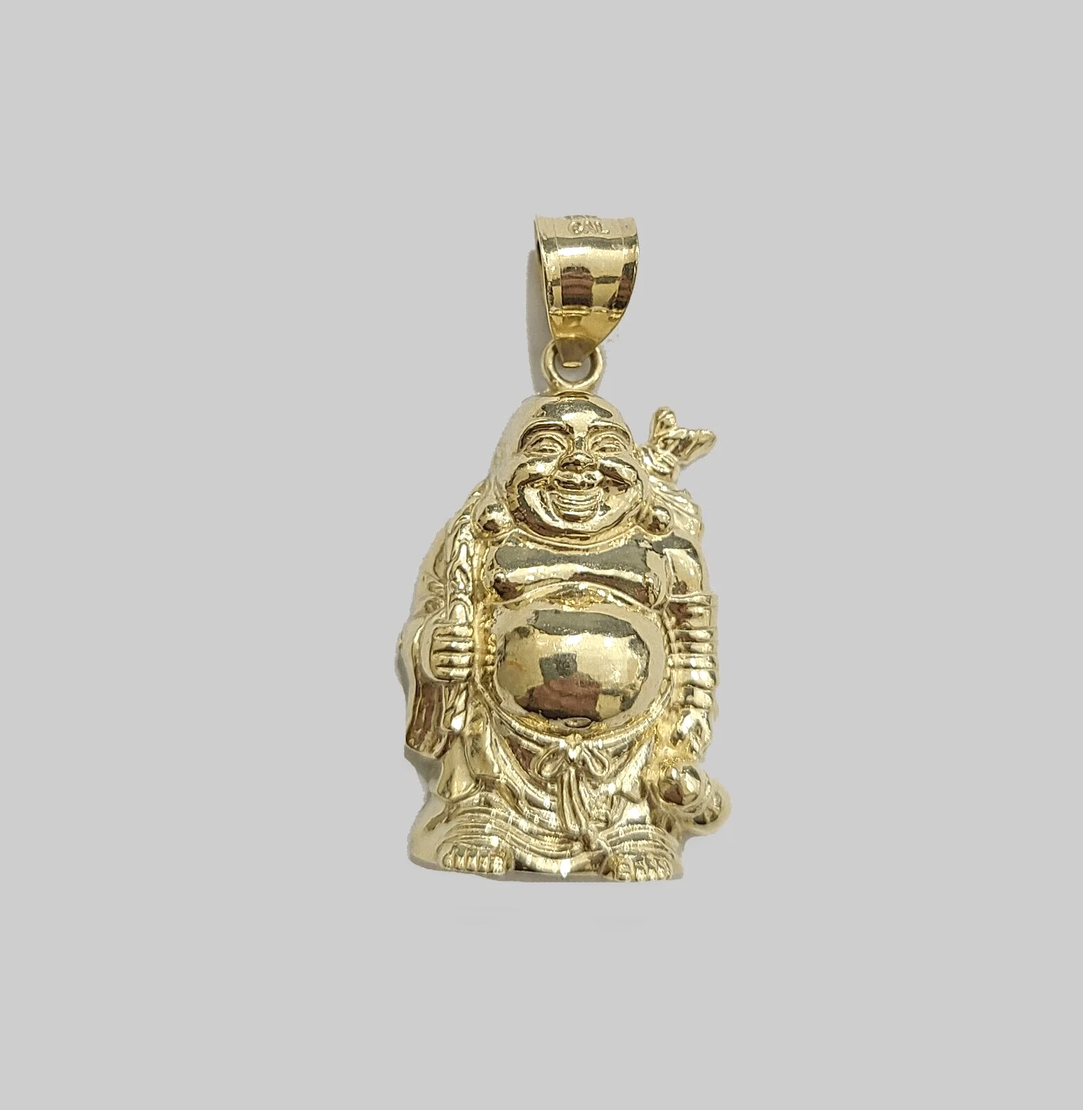 10k Yellow Gold Lucky Laughing Buddha Charm Religious Pendant Smiling - Image 2