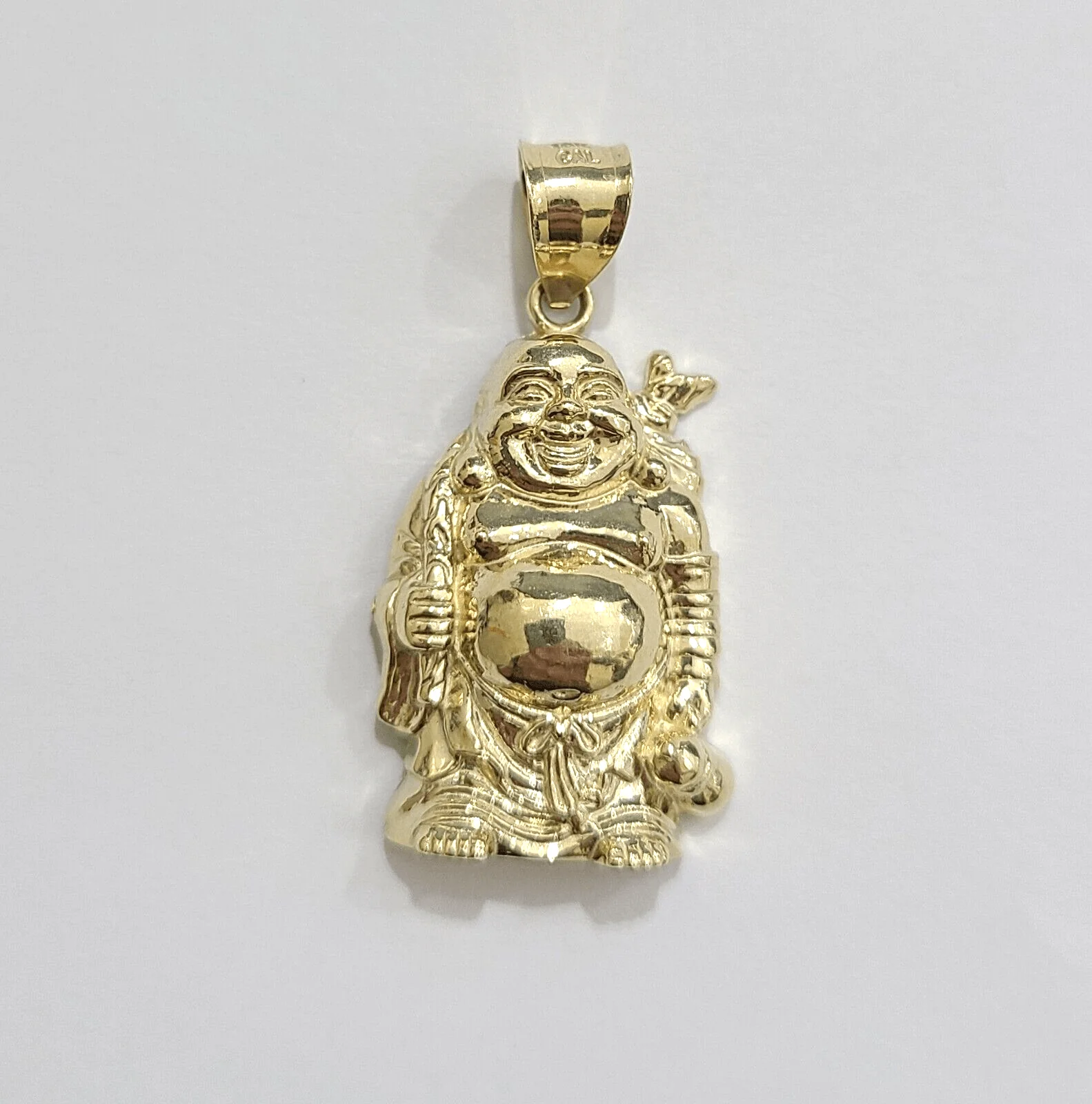 10k Yellow Gold Lucky Laughing Buddha Charm Religious Pendant Smiling - Image 3