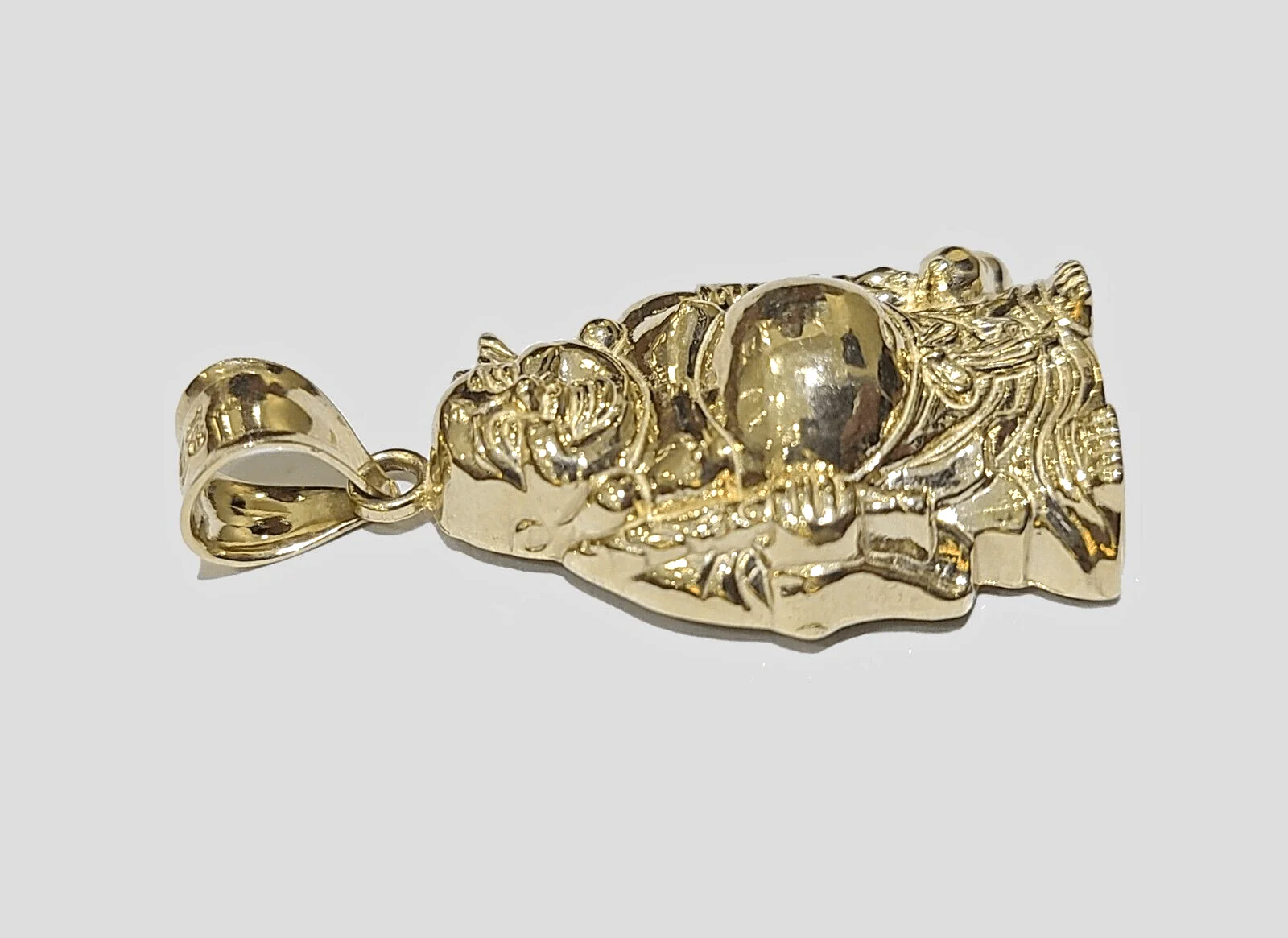 10k Yellow Gold Lucky Laughing Buddha Charm Religious Pendant Smiling - Image 4