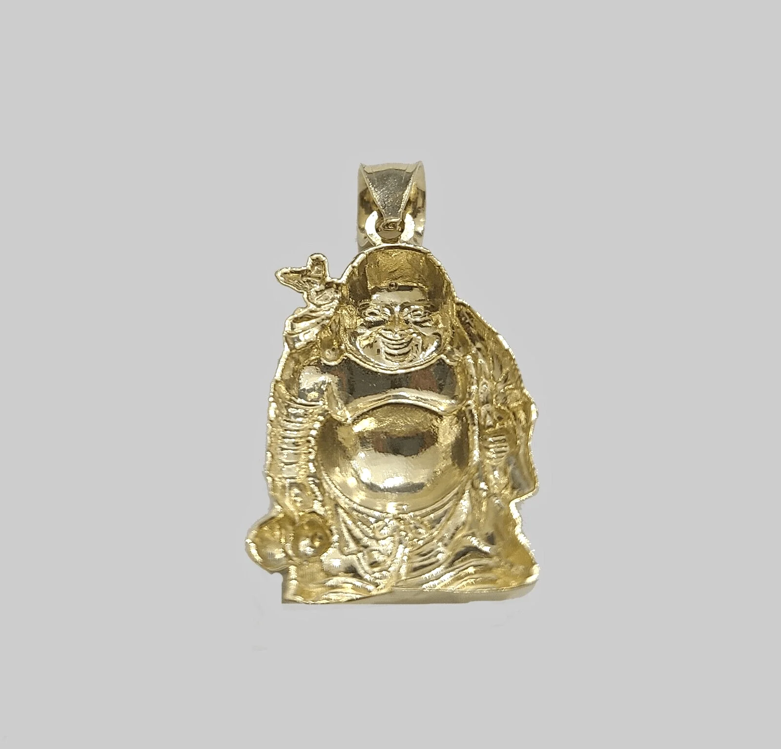 10k Yellow Gold Lucky Laughing Buddha Charm Religious Pendant Smiling - Image 5
