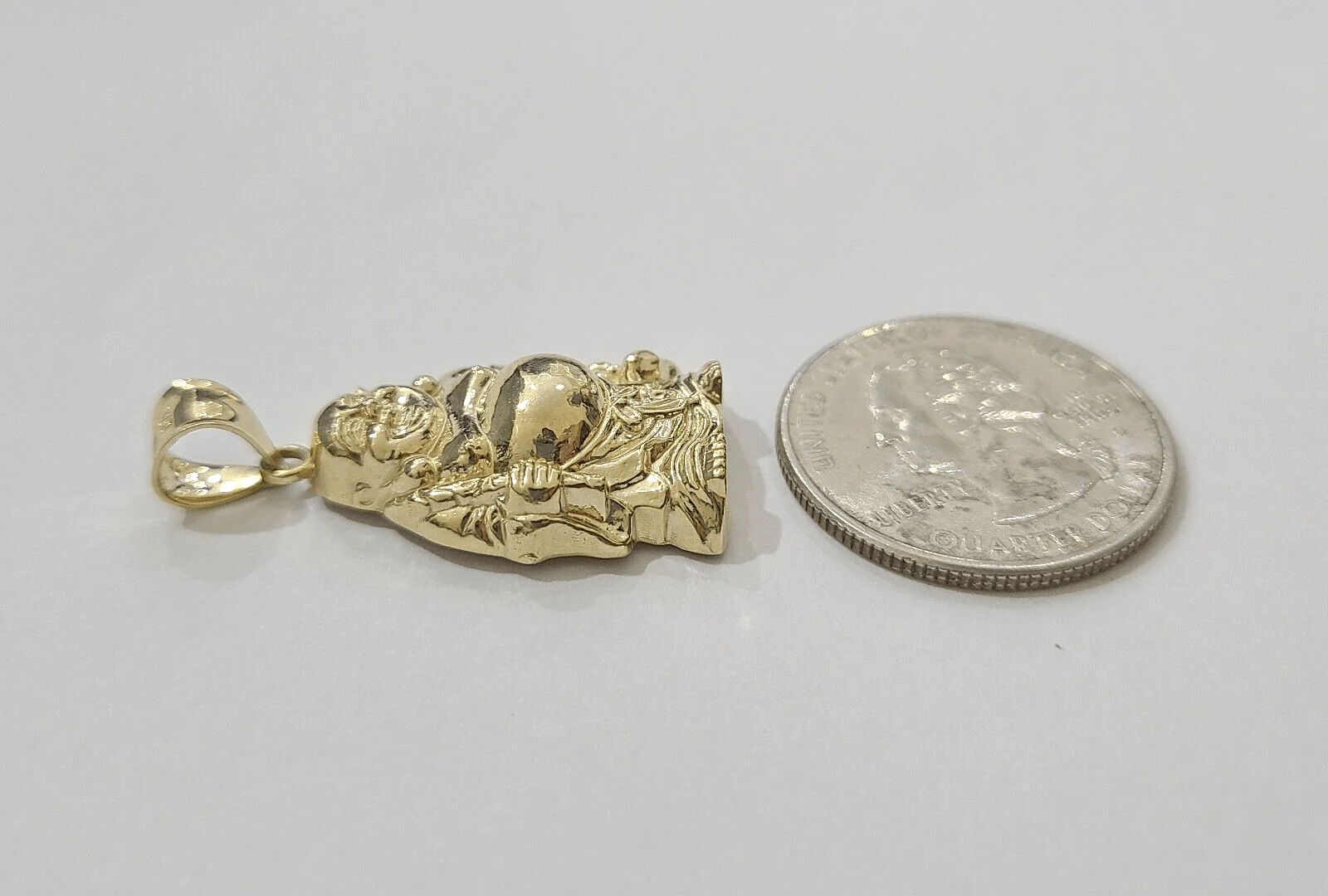 10k Yellow Gold Lucky Laughing Buddha Charm Religious Pendant Smiling - Image 6