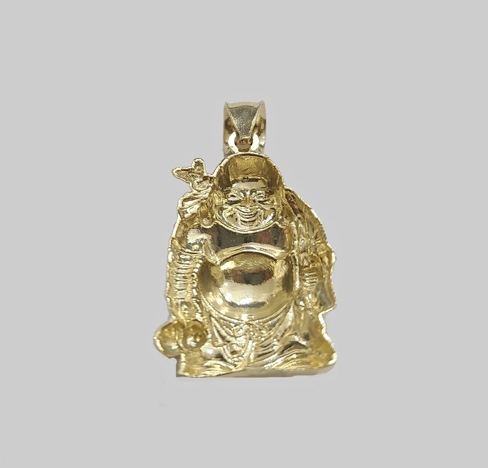 10k Yellow Gold Lucky Laughing Buddha Charm Religious Pendant Smiling Real 10Kt - Image 4
