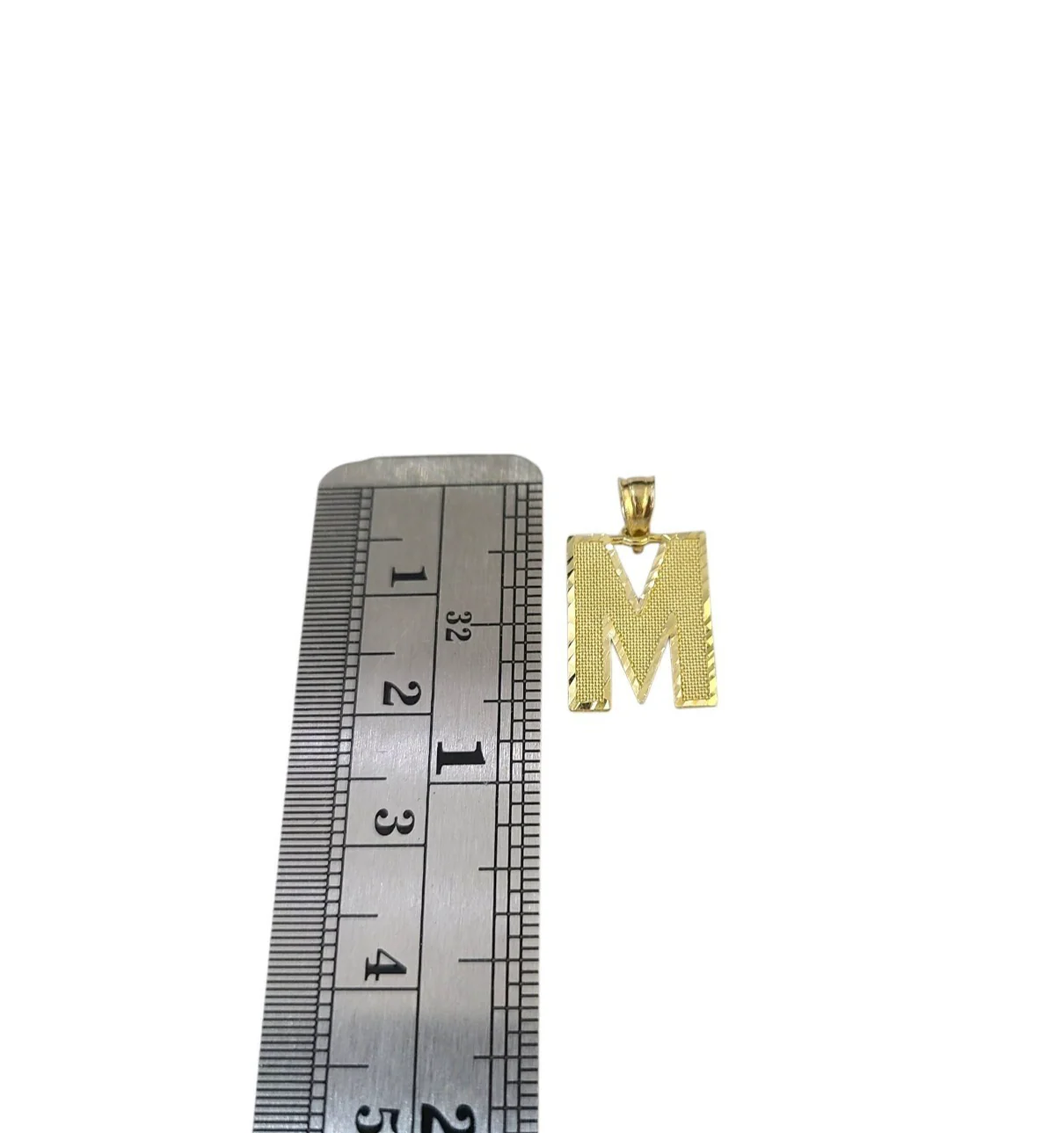 10K Yellow Gold M Initial Charm Pendant Alphabet Real 10kt Men Women - Image 4
