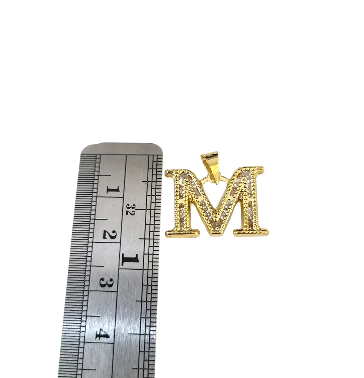 10K Yellow Gold M Initial Charm Pendant Alphabet Real 10kt Men Women - Image 3