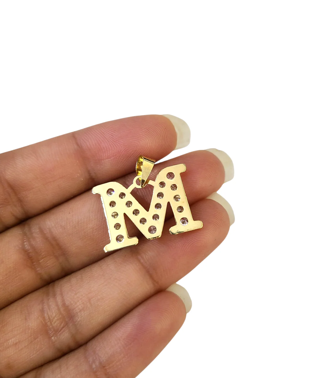 10K Yellow Gold M Initial Charm Pendant Alphabet Real 10kt Men Women - Image 5