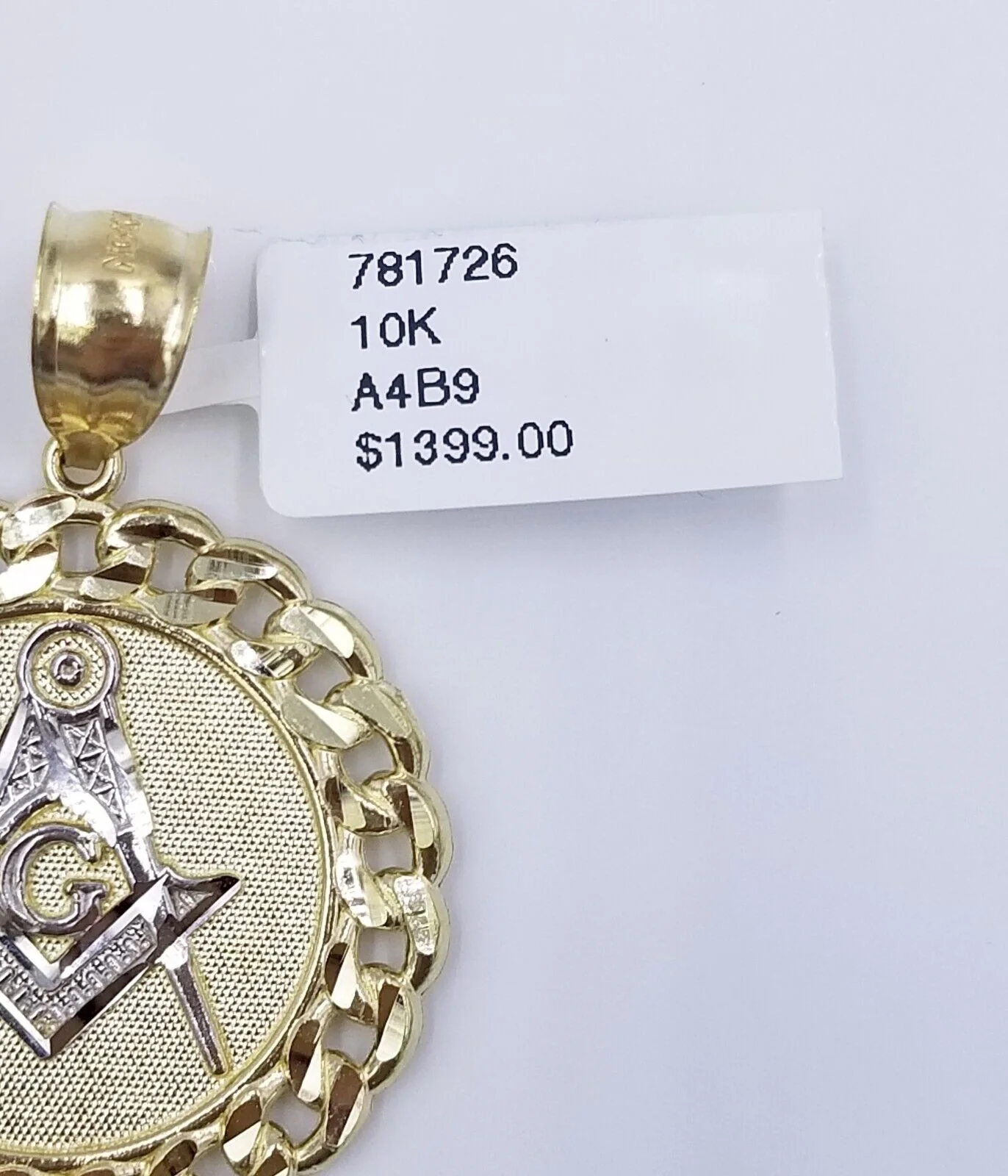 10K Yellow Gold Masonic Circular Pendant Diamond Cut 10Kt Round Gold Charm - Image 6