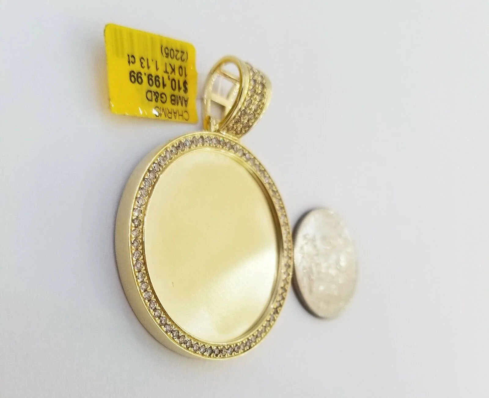 10k Yellow Gold Memory Pendant Charm 1.13CT 2Inch 10kt Real Round Diamond - Image 2