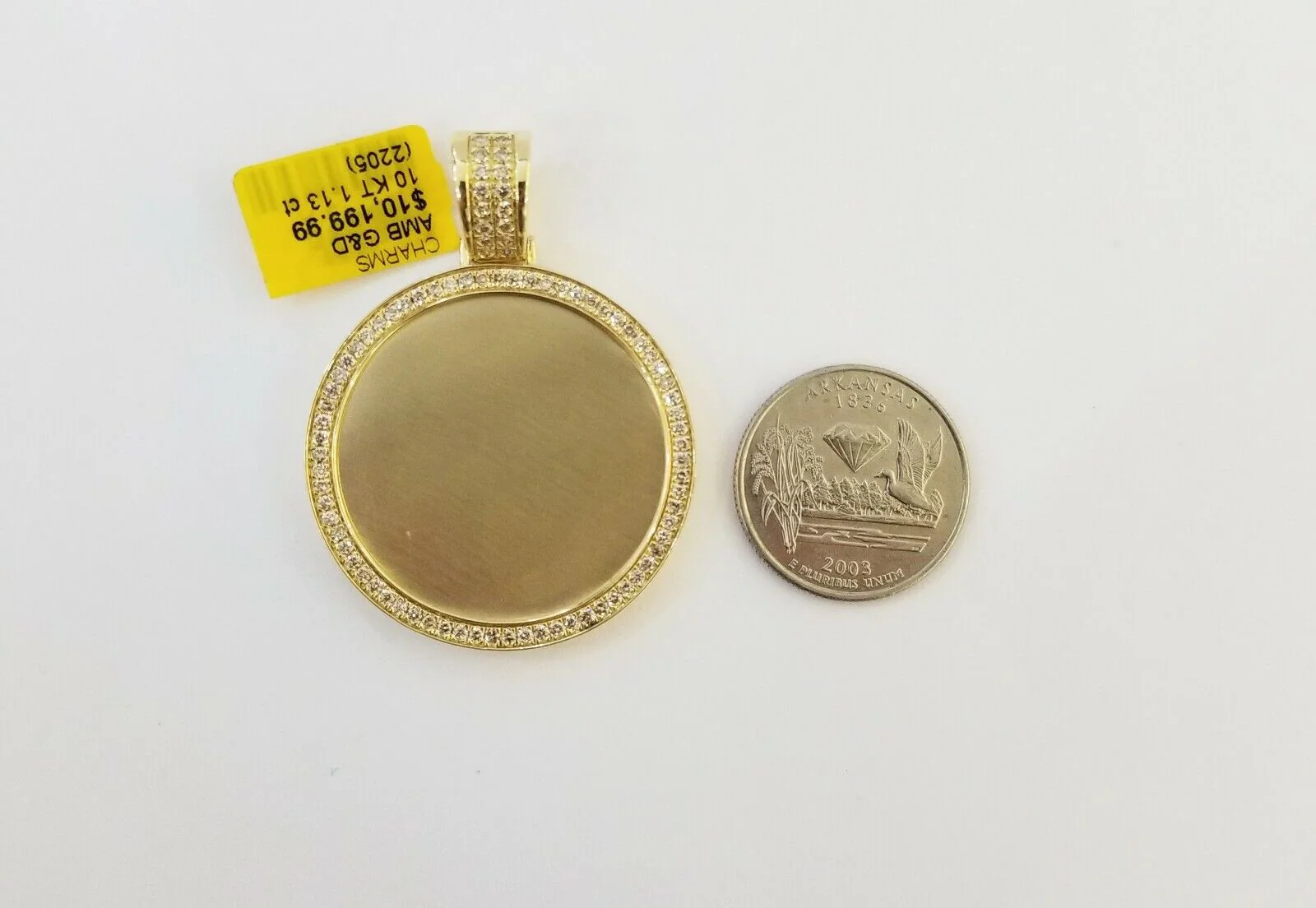 10k Yellow Gold Memory Pendant Charm 1.13CT 2Inch 10kt Real Round Diamond - Image 5