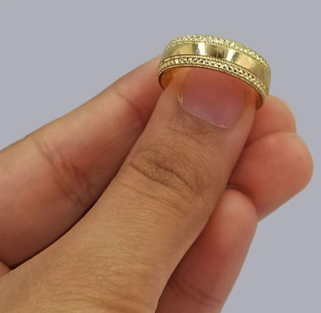 10k Yellow Gold Mens Band Engagement Wedding Ring Real 10kt gold Ring Sizes 6,7,8,9,10,11 & 12 - Image 4