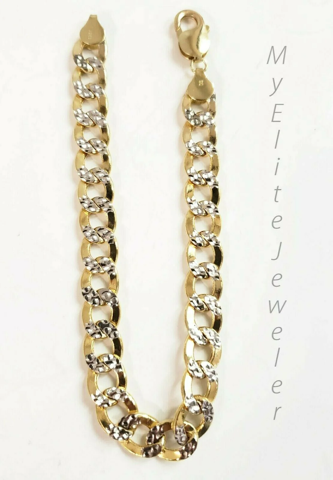 10k Yellow Gold Men's Diamond Cuts Cuban Link Bracelet 8.5 Inch 9mm Lobster Lock - Image 2