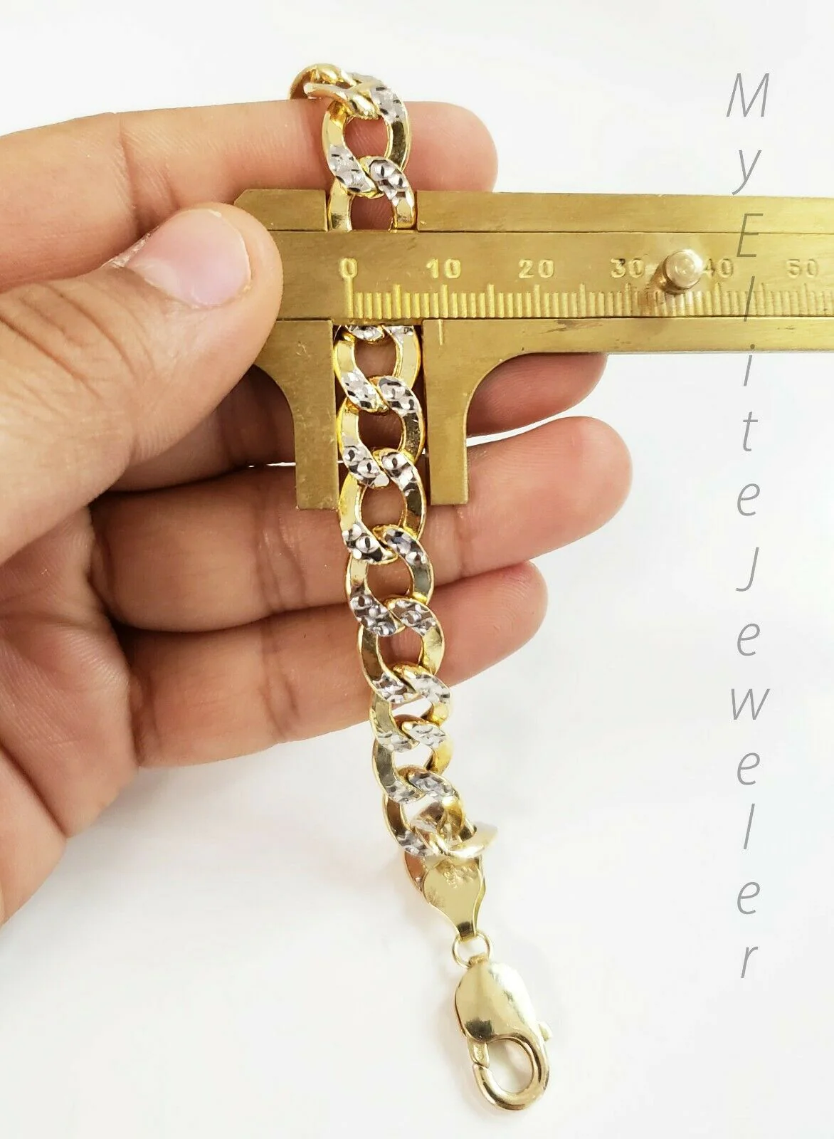 10k Yellow Gold Men's Diamond Cuts Cuban Link Bracelet 8.5 Inch 9mm Lobster Lock - Image 3
