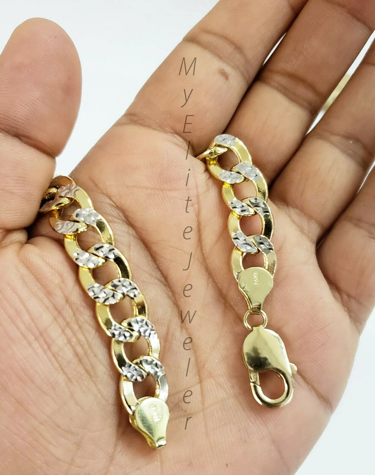 10k Yellow Gold Men's Diamond Cuts Cuban Link Bracelet 8.5 Inch 9mm Lobster Lock - Image 5