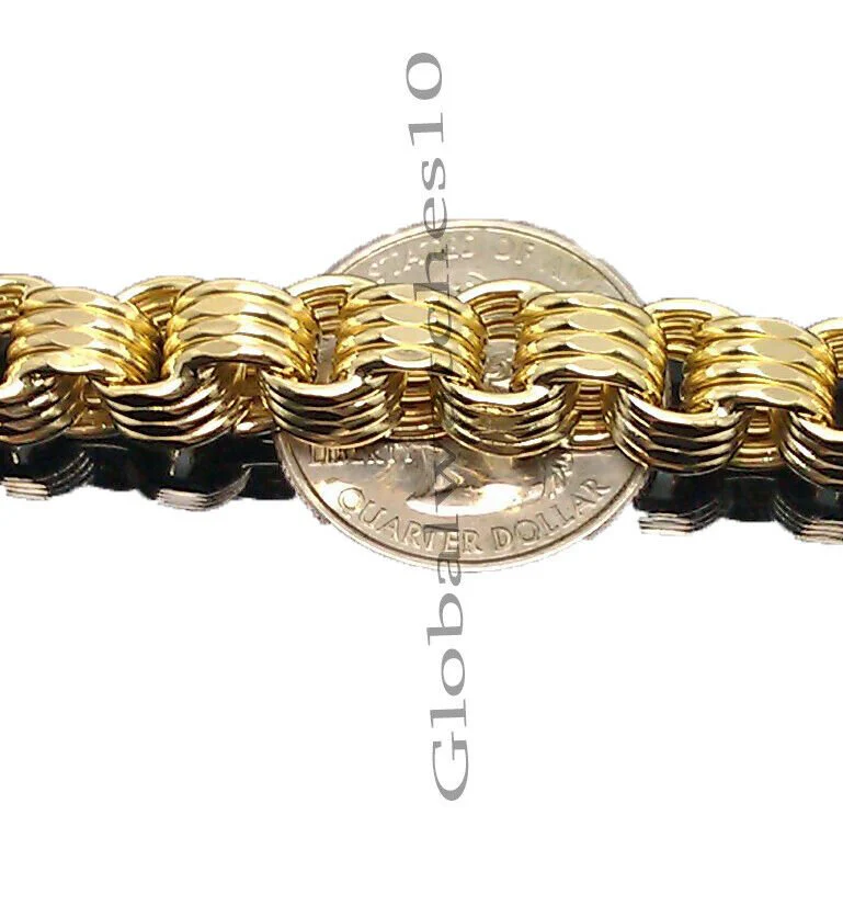 10K Yellow Gold Mens Necklace Byzantine Chain 28" Inch 10MM - Image 3