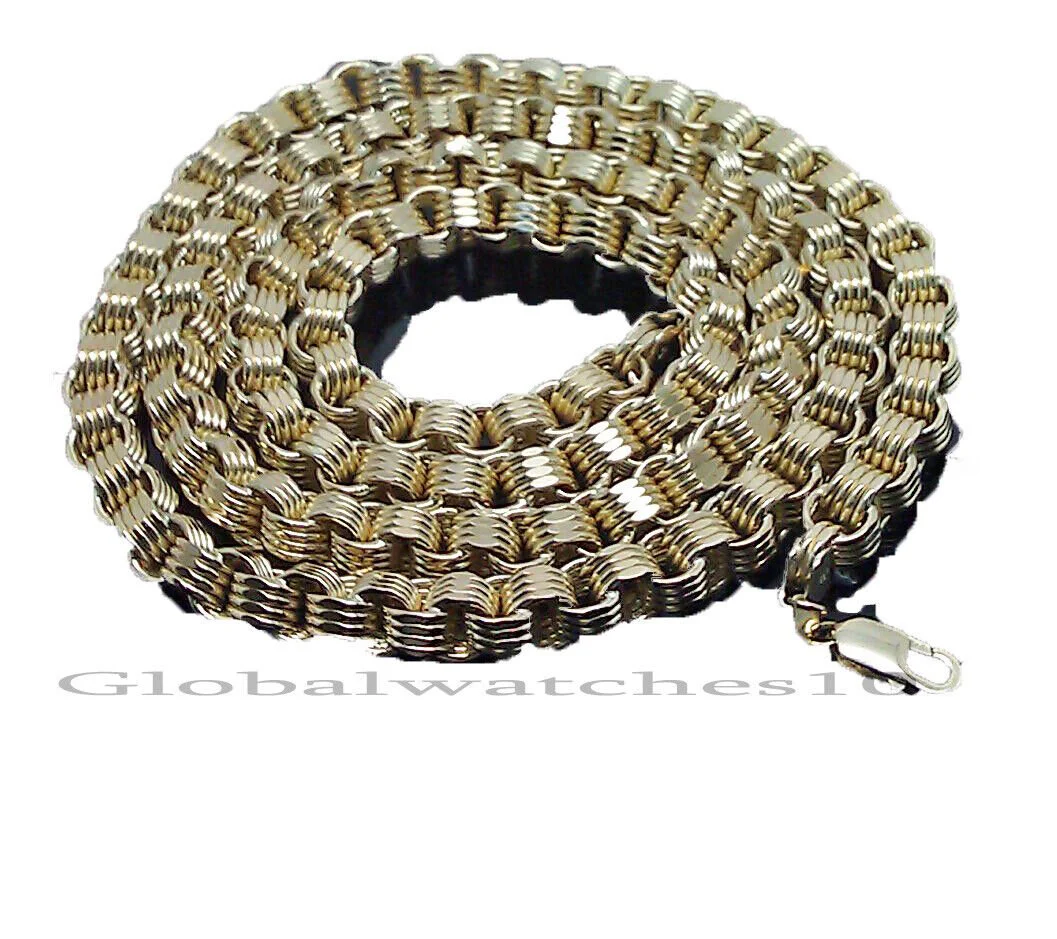 10K Yellow Gold Mens Necklace Byzantine Chain 28" Inch 10MM - Image 4