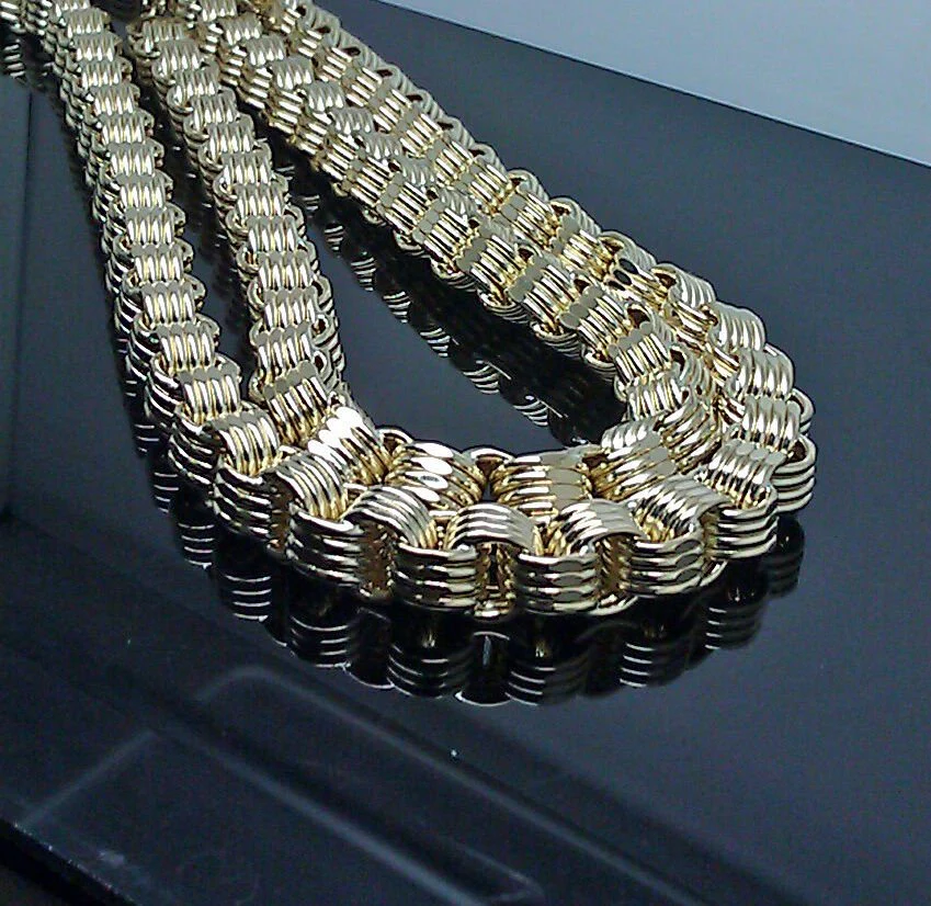 10K Yellow Gold Mens Necklace Byzantine Chain 28" Inch 10MM - Image 5