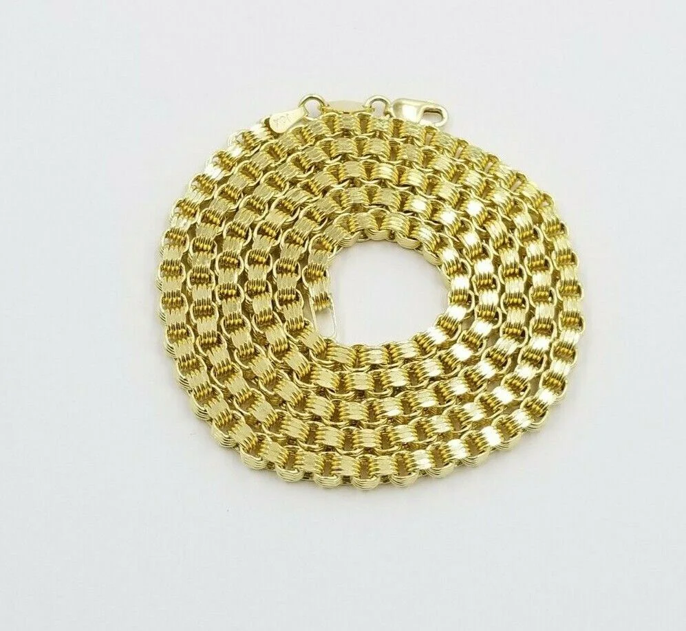 10k Yellow Gold Mens Necklace Byzantine Chain 5mm 18 Inch Choker Male REAL 10KT - Image 2