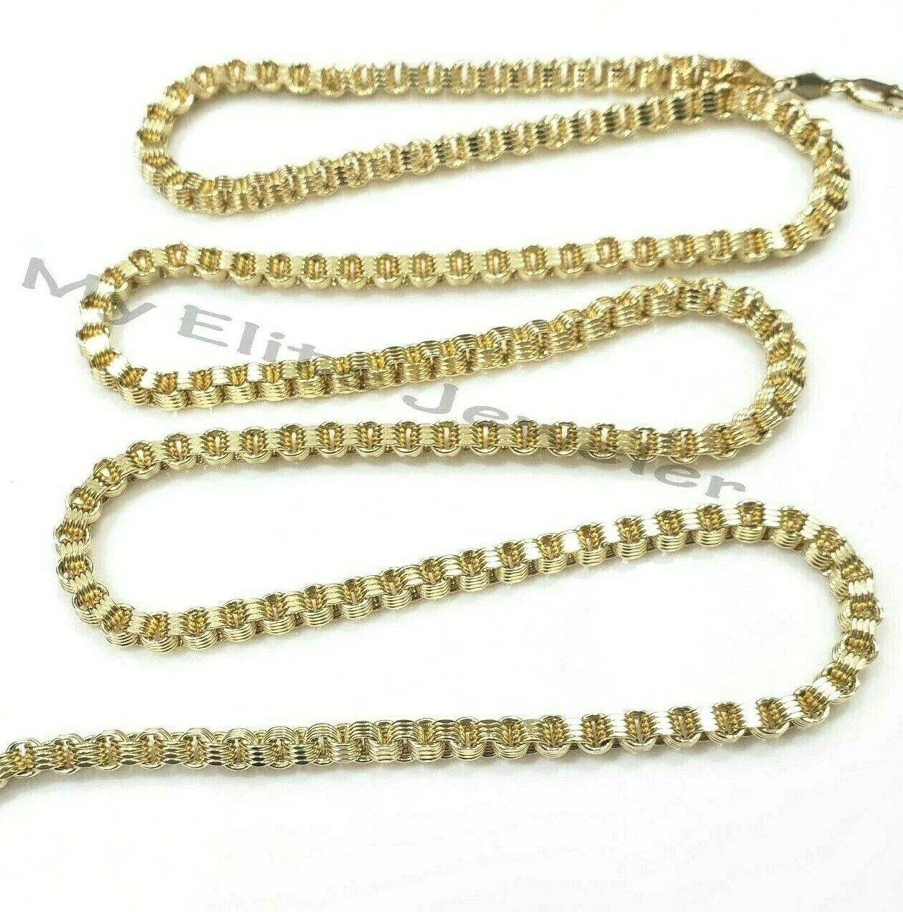10k Yellow Gold Mens Necklace Byzantine Chain 5mm 18 Inch Choker Male REAL 10KT - Image 4