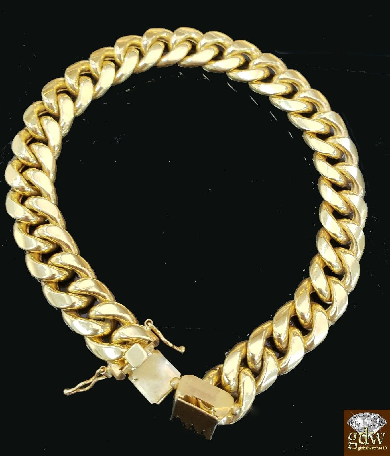 10k Yellow Gold Miami Cuban Bracelet 12mm 8" Box Lock Mens Real 10kt Strong Link - Image 2