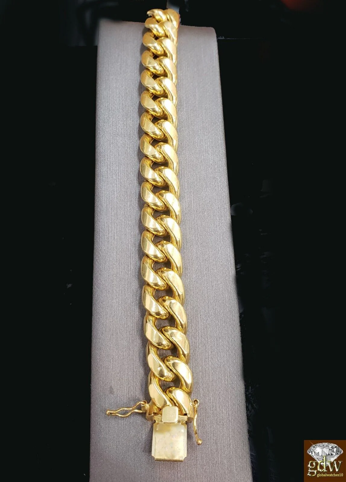 10k Yellow Gold Miami Cuban Bracelet 12mm 8" Box Lock Mens Real 10kt Strong Link - Image 4
