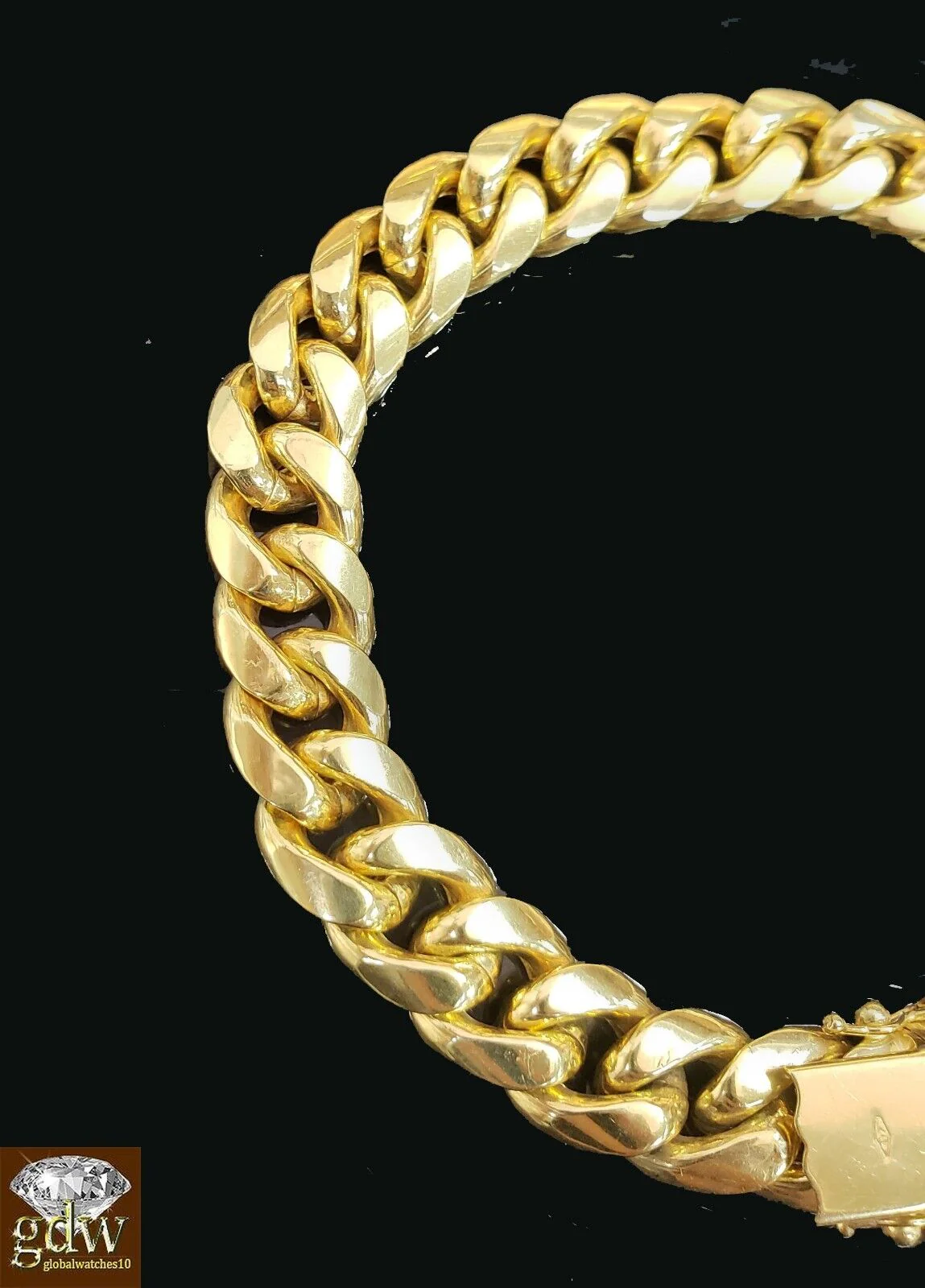10k Yellow Gold Miami Cuban Bracelet 12mm 8" Box Lock Mens Real 10kt Strong Link - Image 5