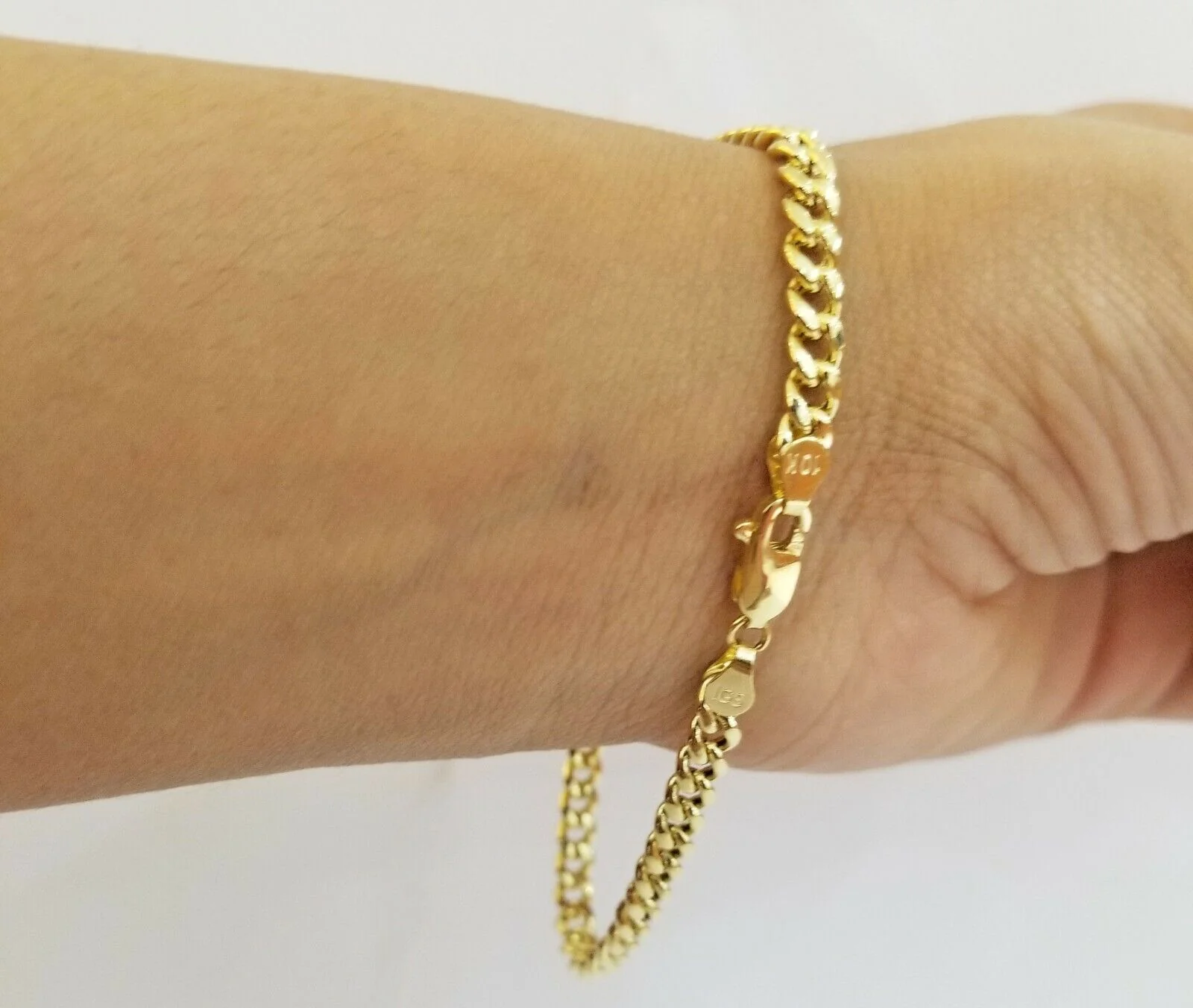 10k Yellow Gold Miami Cuban Bracelet 8inch 5mm lobster lock men women hand chain - Image 5