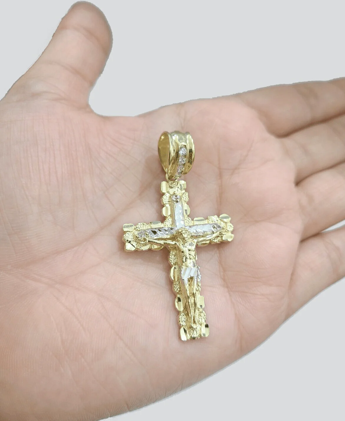 10k Yellow Gold Miami Cuban Chain 5mm 18" inch Necklace Jesus Cross Charm Real - Image 5