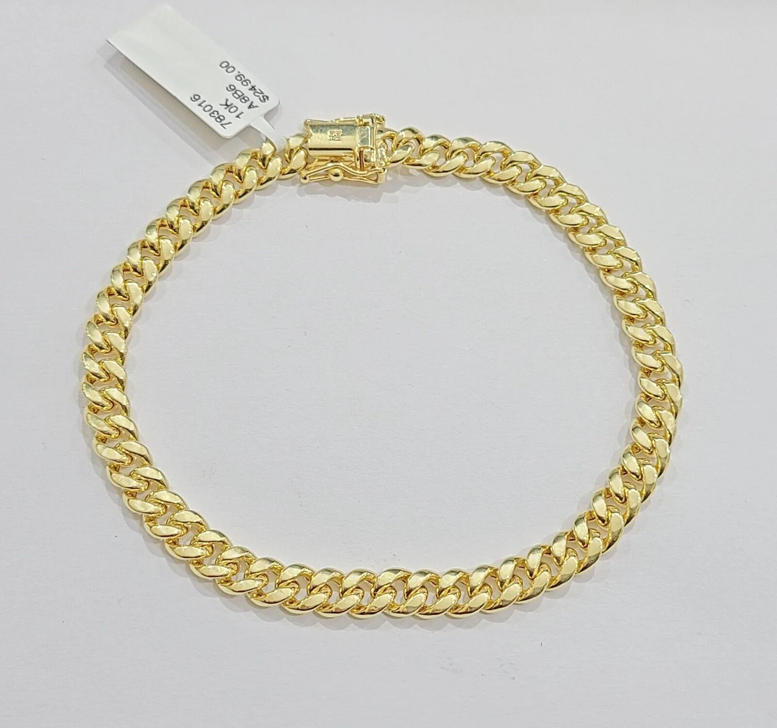 10k Yellow Gold Miami Cuban Link Bracelet 7.5 inch 7mm Real 10kt Kids and Ladies - Image 3