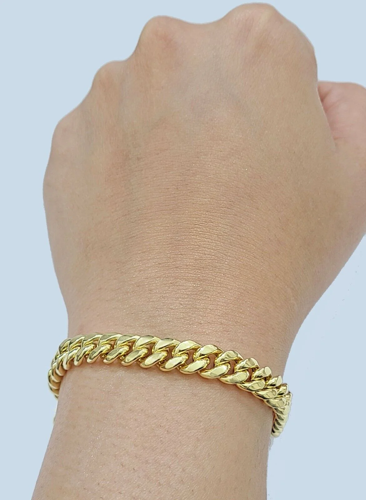 10k Yellow Gold Miami Cuban Link Bracelet 7" inch 8mm Real 10kt Kids and Ladies - Image 5