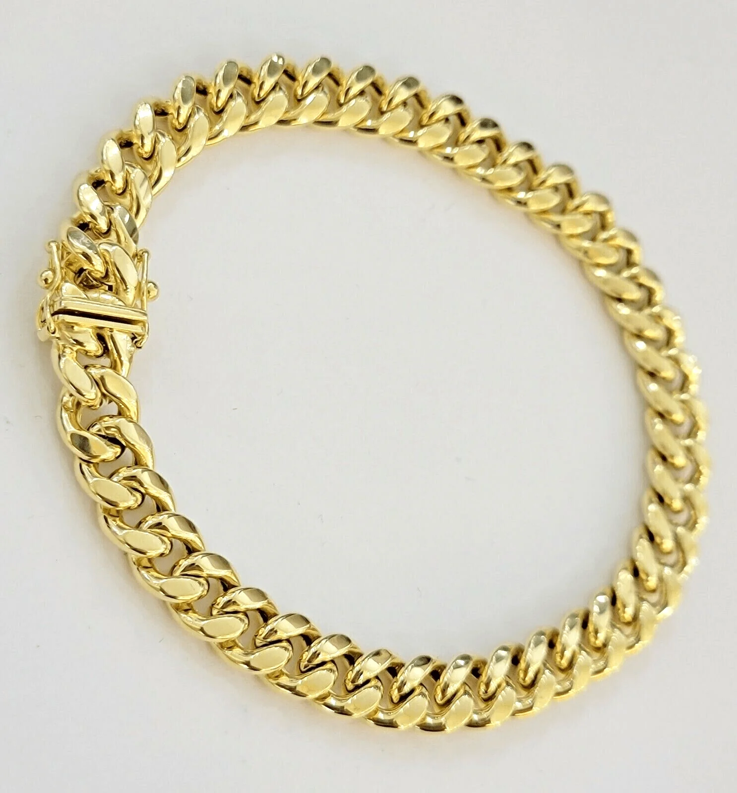 10k Yellow Gold Miami Cuban Link Bracelet 8.5" inch 9mm Real 10kt Box Lock - Image 3
