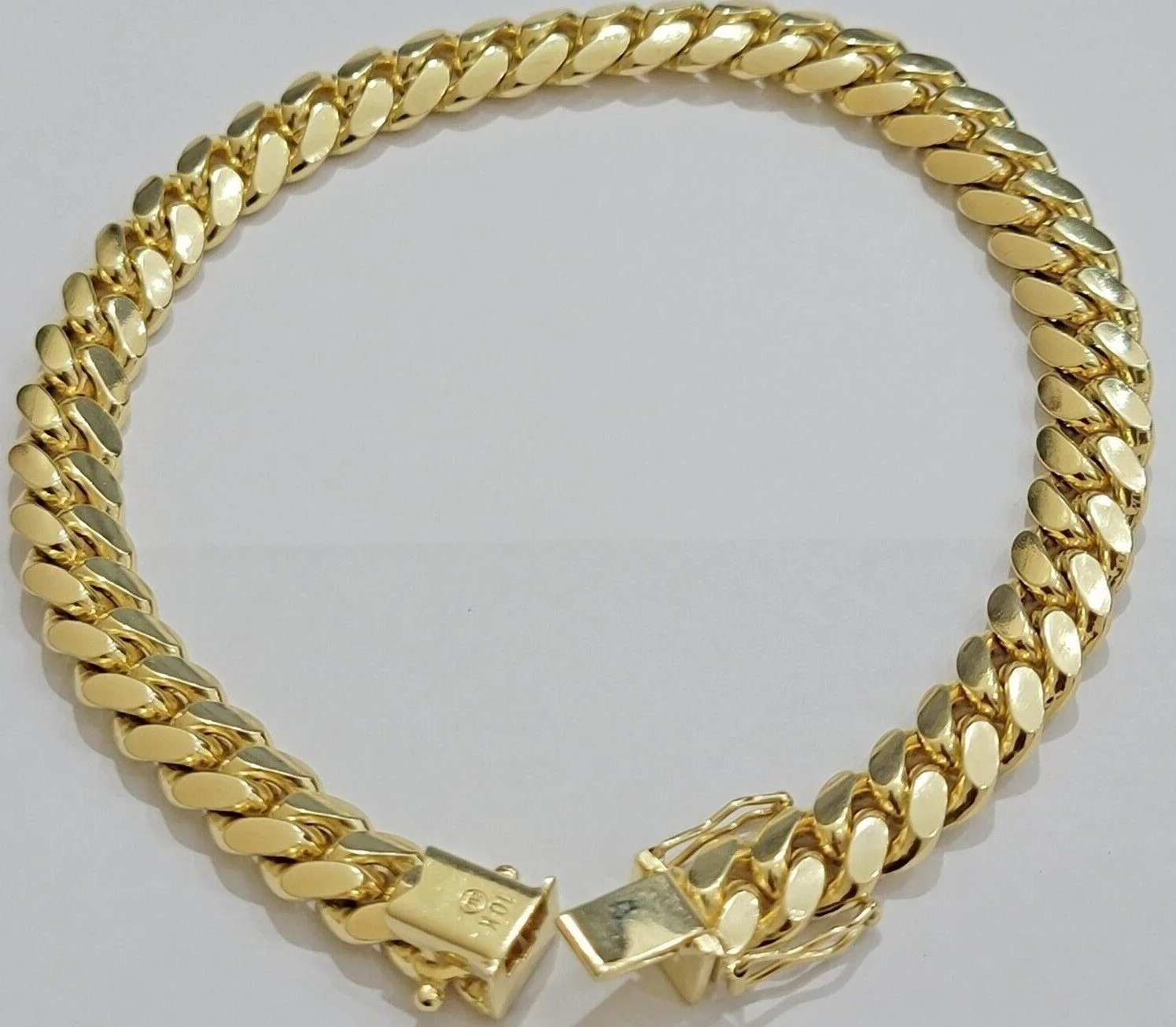 10k Yellow Gold Miami Cuban Link Bracelet 8.5mm  9" Inch Box Clasp, REAL SOLID - Image 4