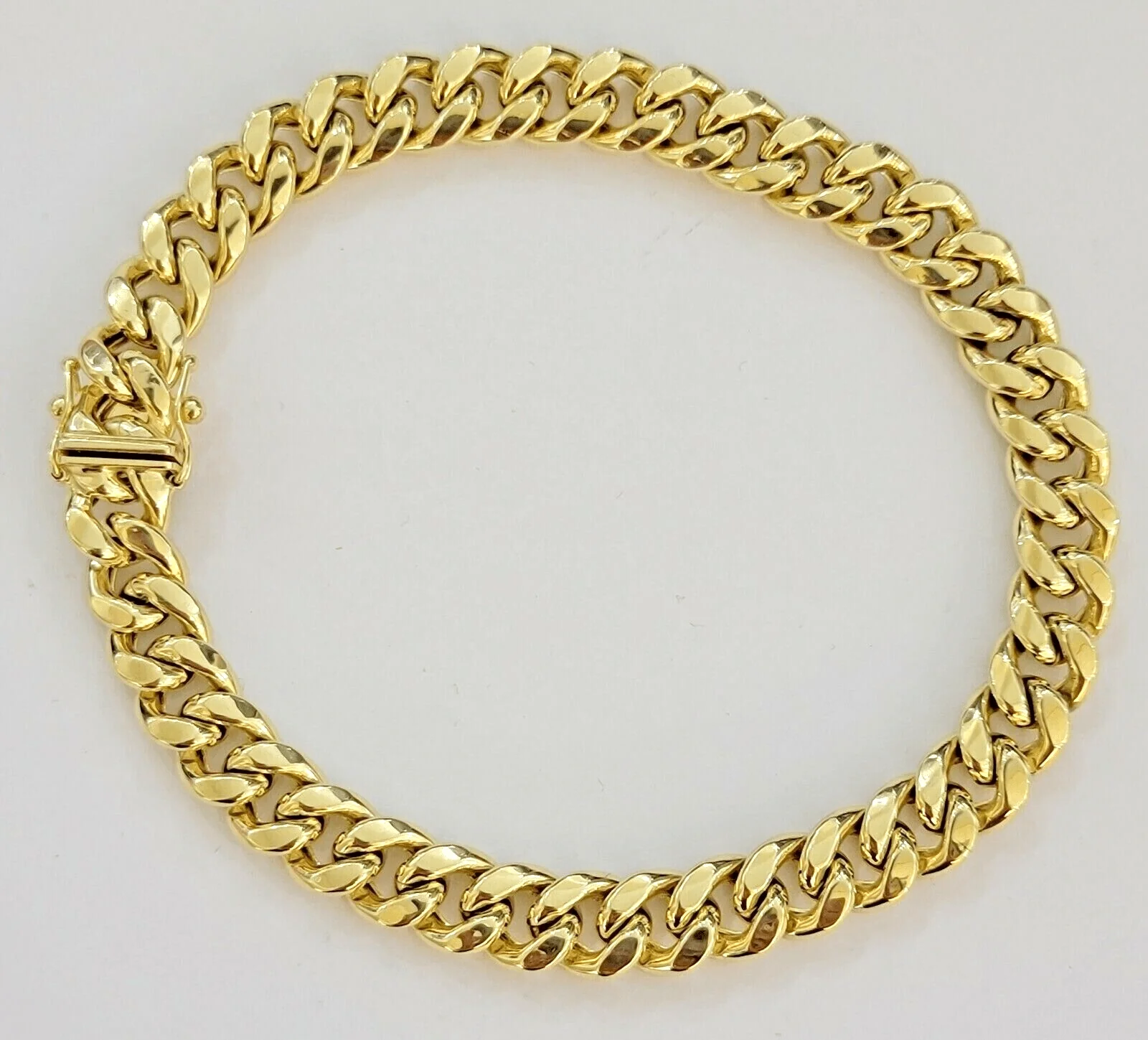 10k Yellow Gold Miami Cuban Link Bracelet 8" inch 9mm Real 10kt Box Lock - Image 5