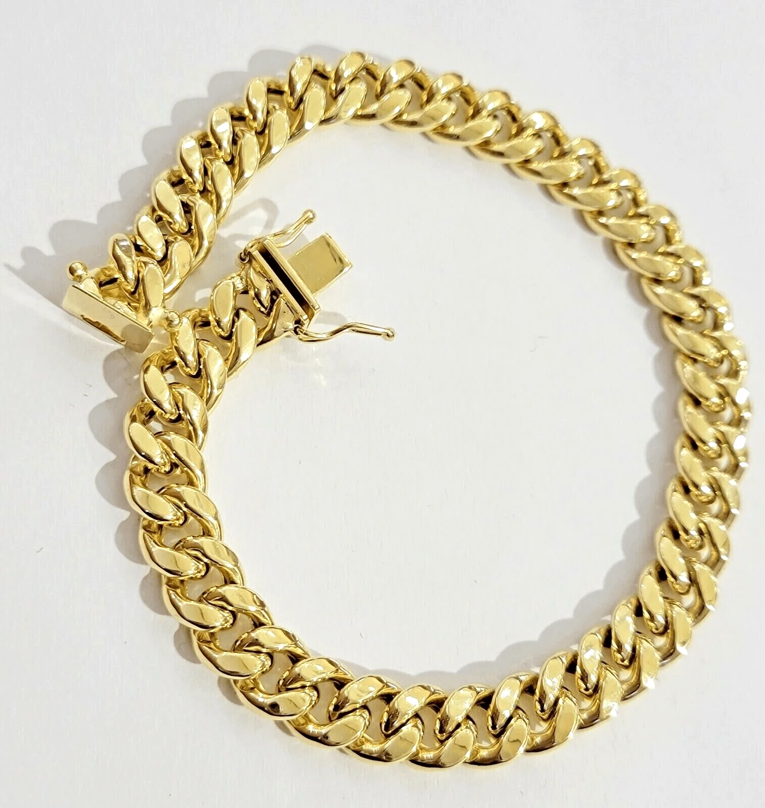 10k Yellow Gold Miami Cuban Link Bracelet 8" inch 9mm Real 10kt Box Lock - Image 6