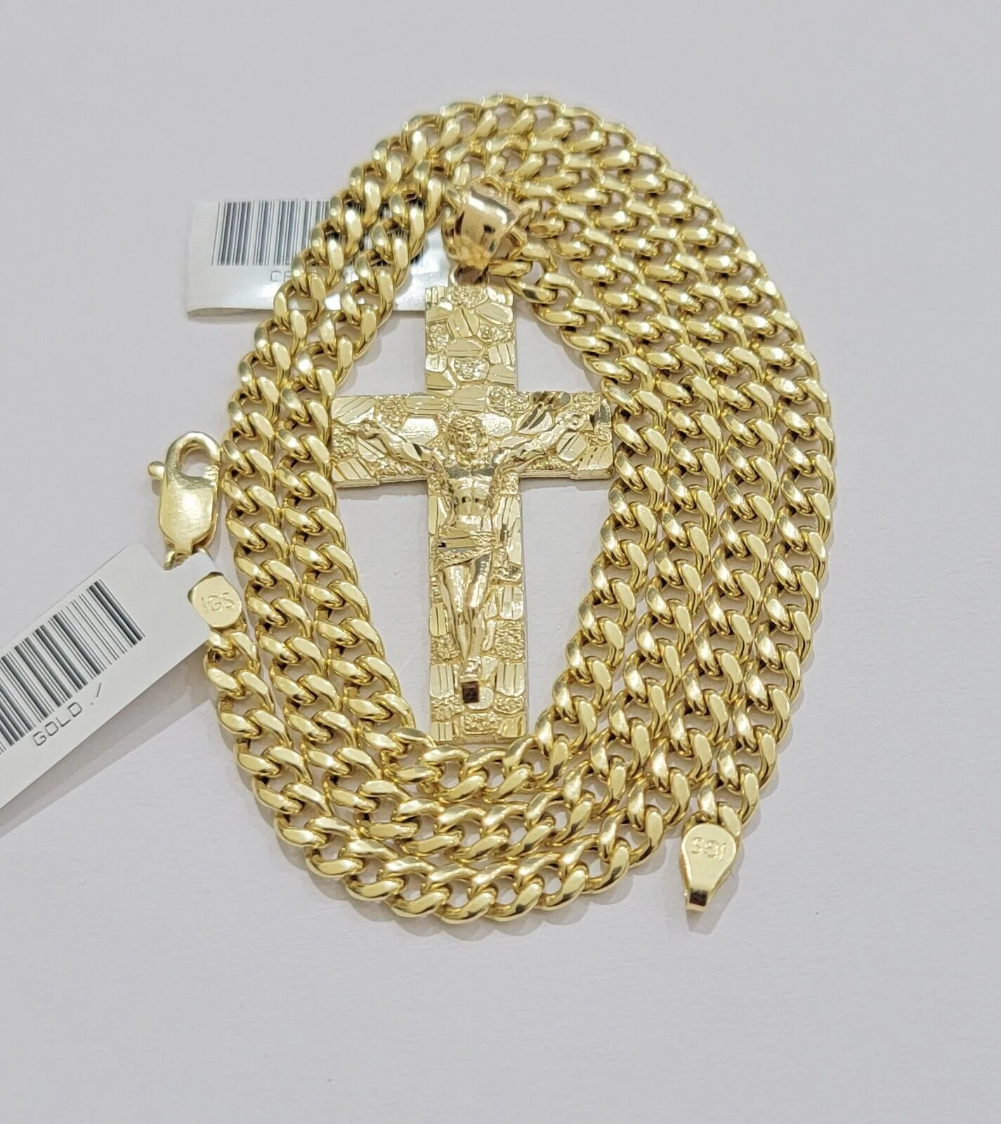 10k Yellow Gold Miami Cuban link Chain Nugget Charm Pendant Necklace 5mm 18"-28" - Image 4