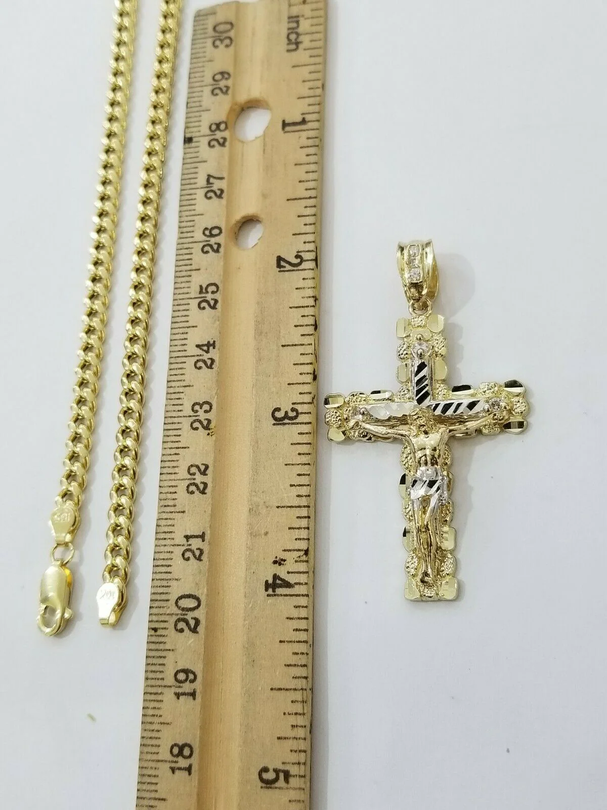 10k Yellow Gold Miami Cuban Link Chain Pendant Set REAL 10K 5mm Necklace Charm - Image 4