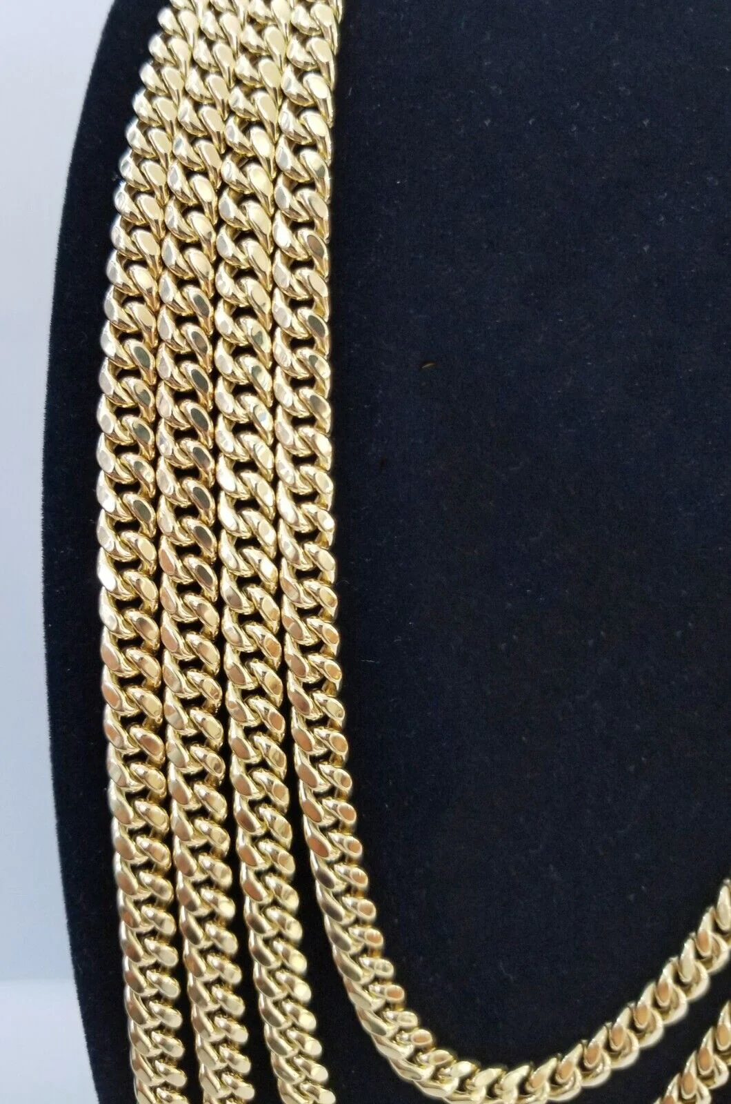 10k Yellow Gold Miami Cuban Necklace Chain 7mm 20-28",10kt Real Link Gold Chain - Image 2