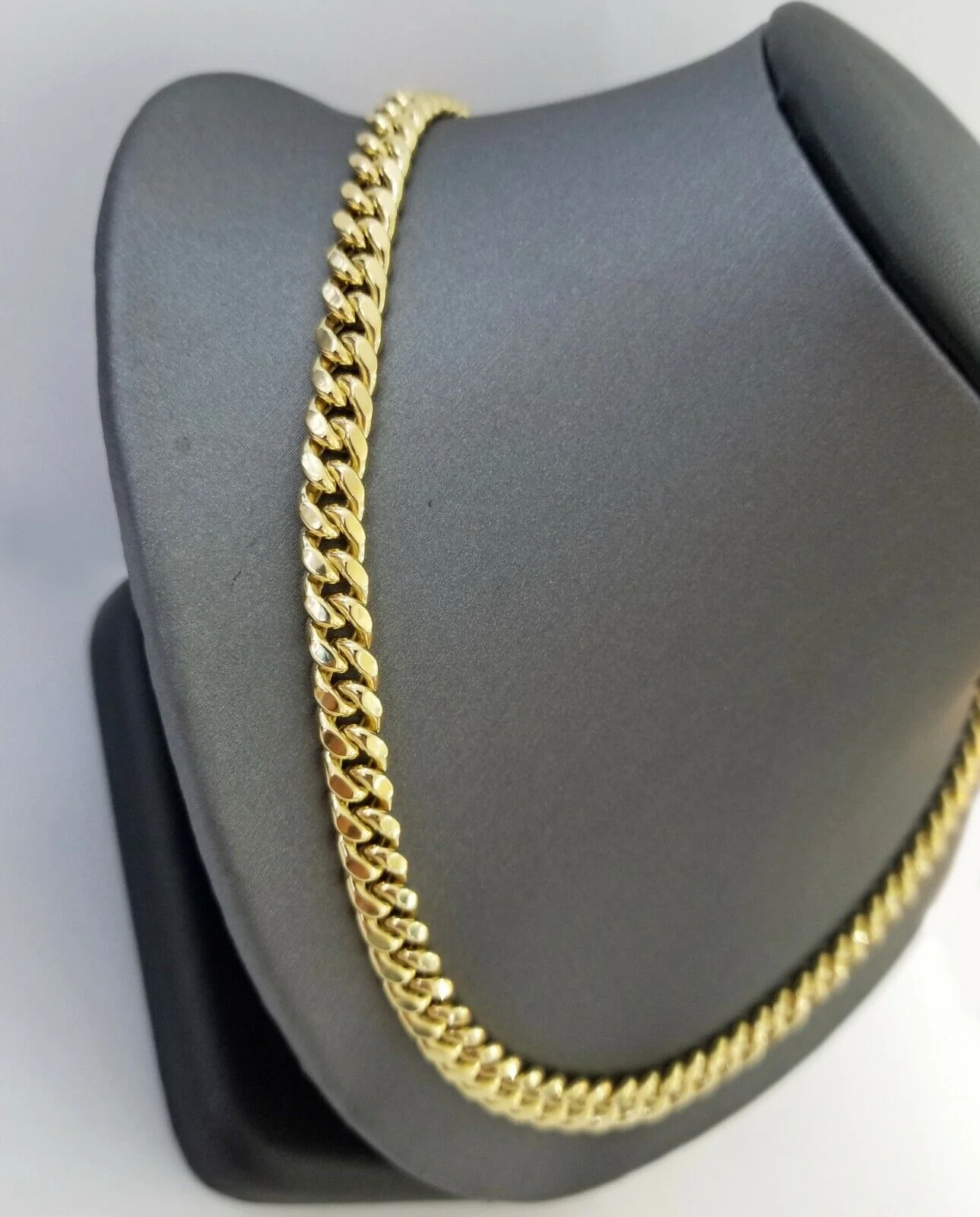 10k Yellow Gold Miami Cuban Necklace Chain 7mm 20-28",10kt Real Link Gold Chain - Image 6