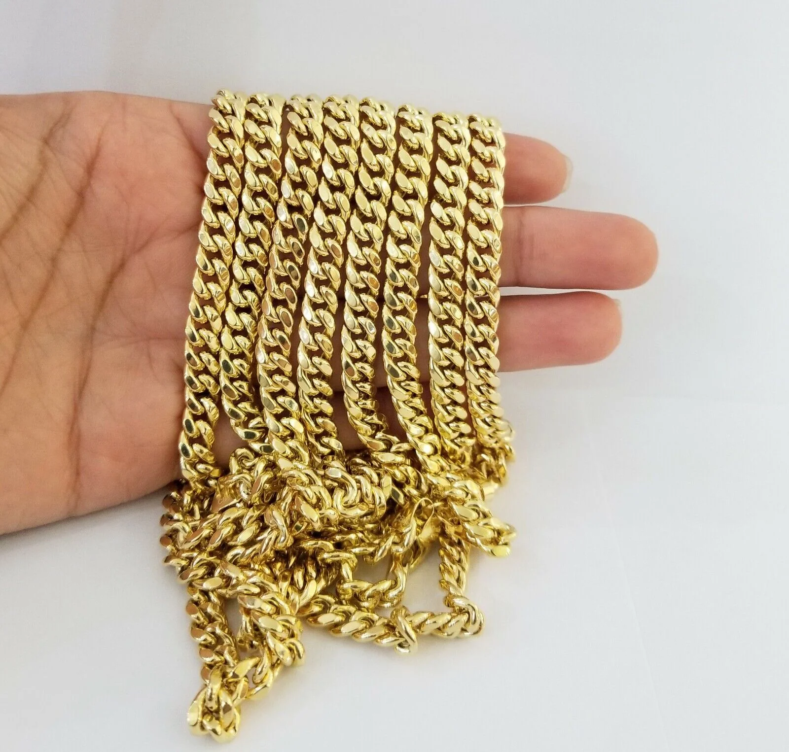 10k Yellow Gold Miami Cuban Necklace Chain 7mm 20-28",10kt Real Link Gold Chain - Image 7