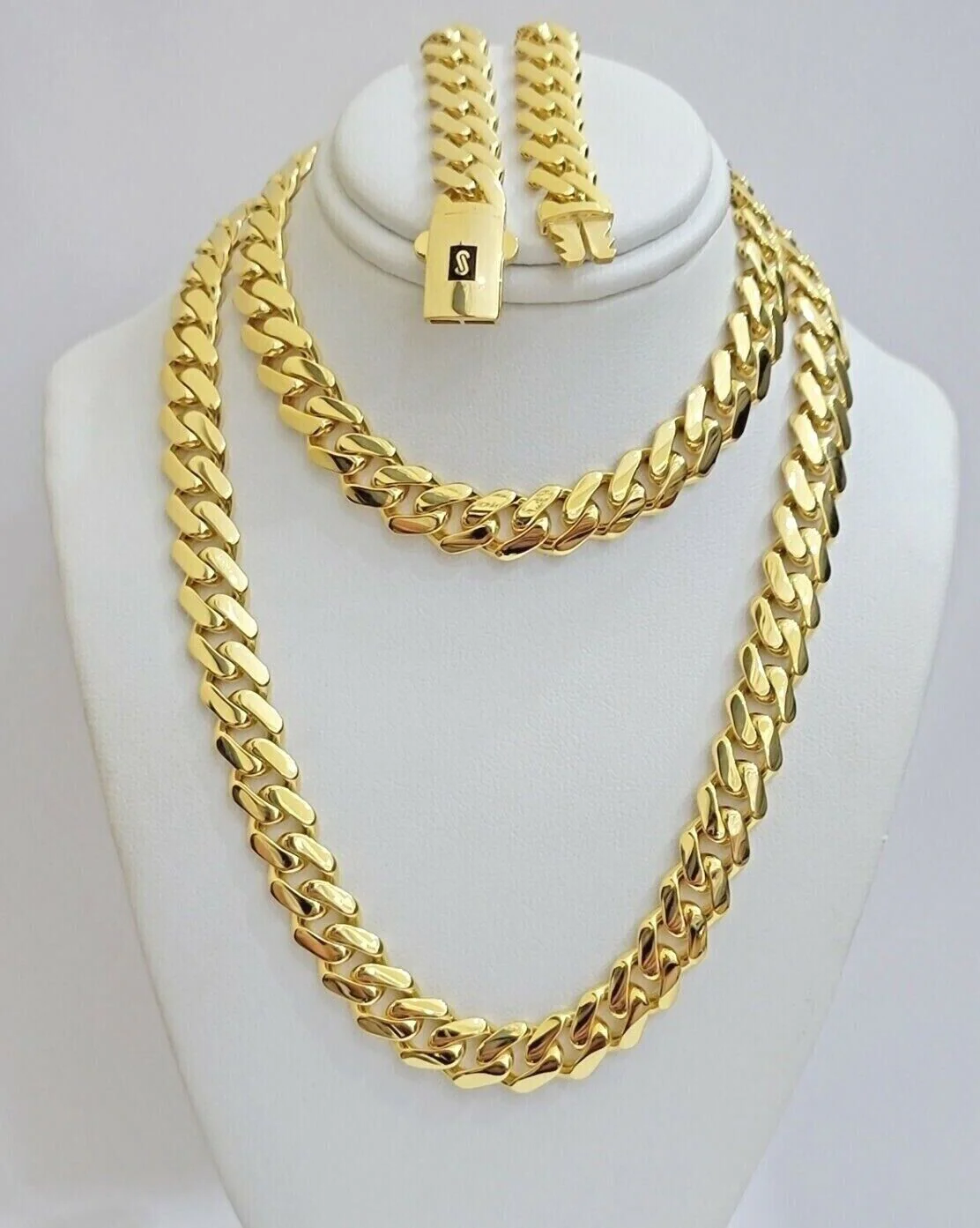 10k Yellow Gold Miami Cuban Royal Monaco Curb Link Chain 7.5mm Necklace 22" REAL - Image 3