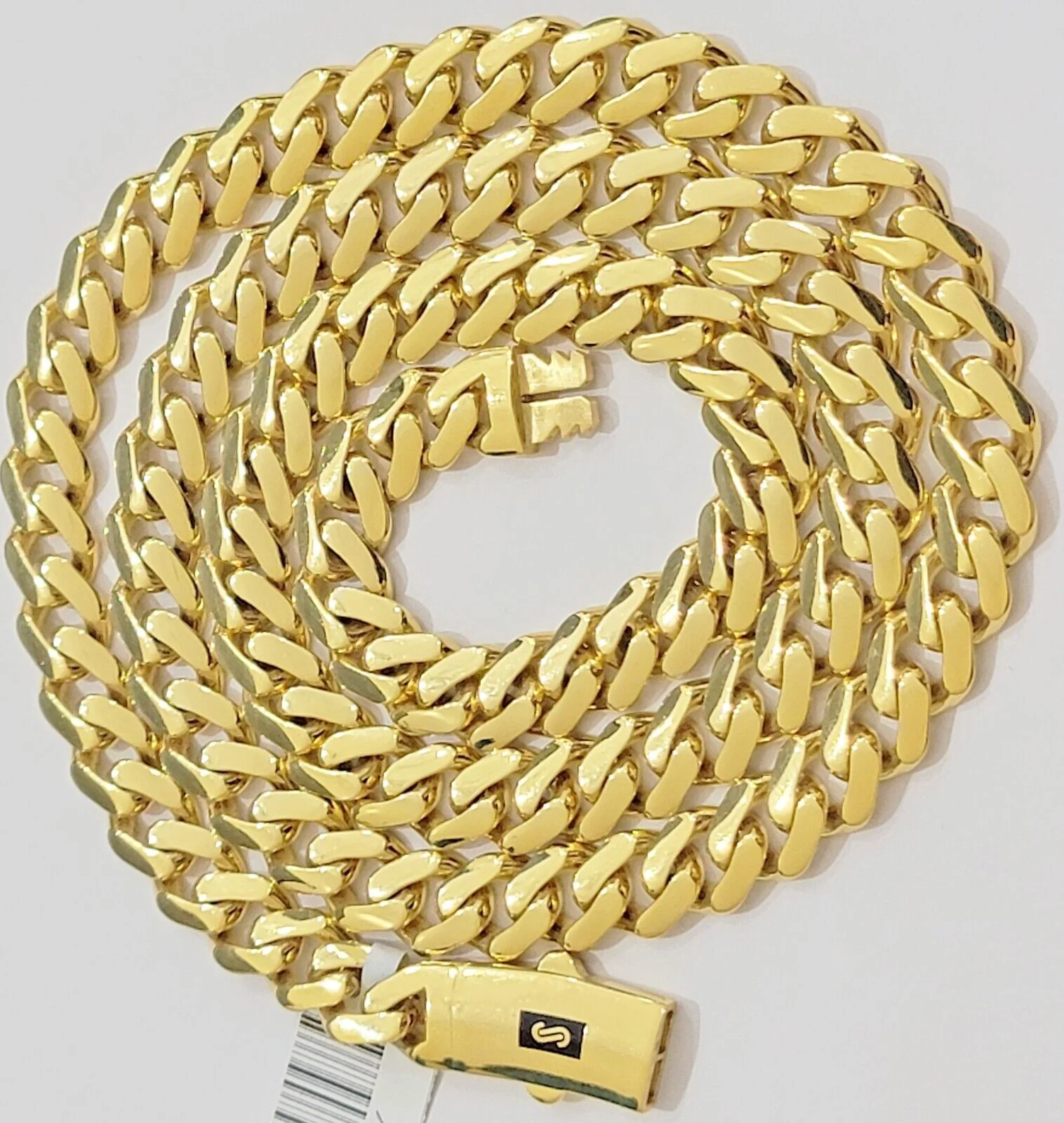 10k Yellow Gold Miami Cuban Royal Monaco Curb Link Chain 9mm Necklace 20" REAL - Image 3