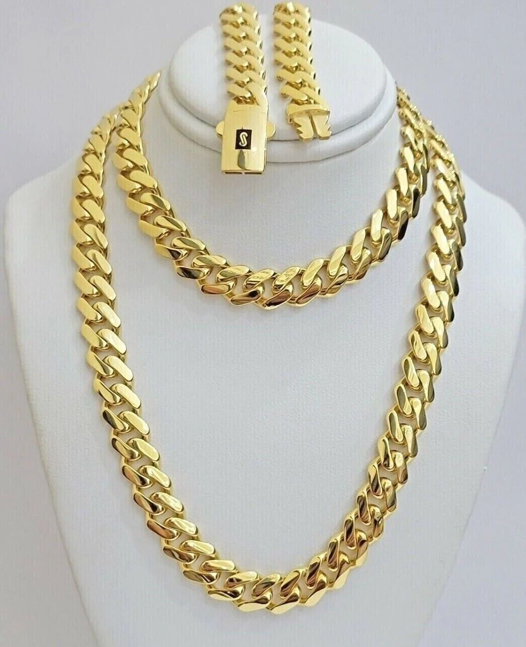 10k Yellow Gold Miami Cuban Royal Monaco Curb Link Chain 9mm Necklace 24" REAL - Image 2