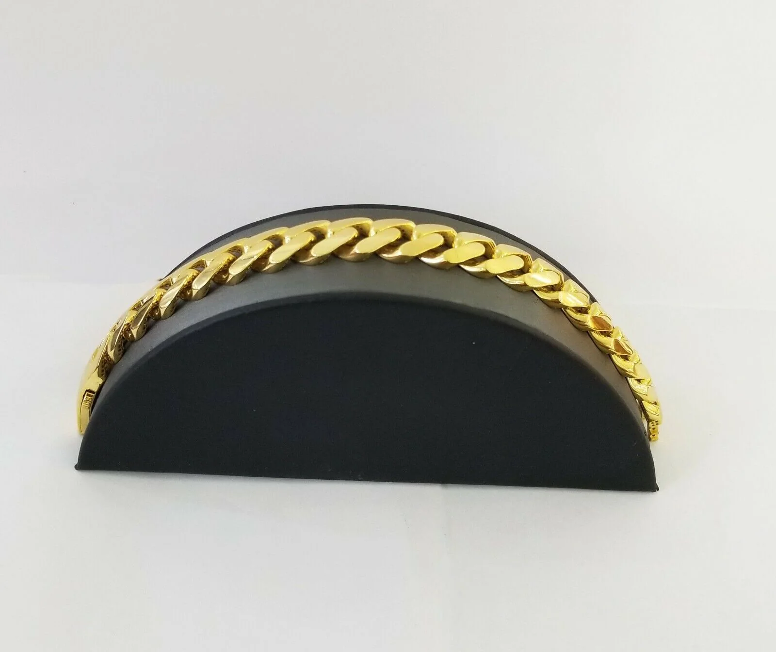 10K Yellow Gold Monaco Bracelet 8.5 inch 15mm Cuban link hand chain Real 10k - Image 6