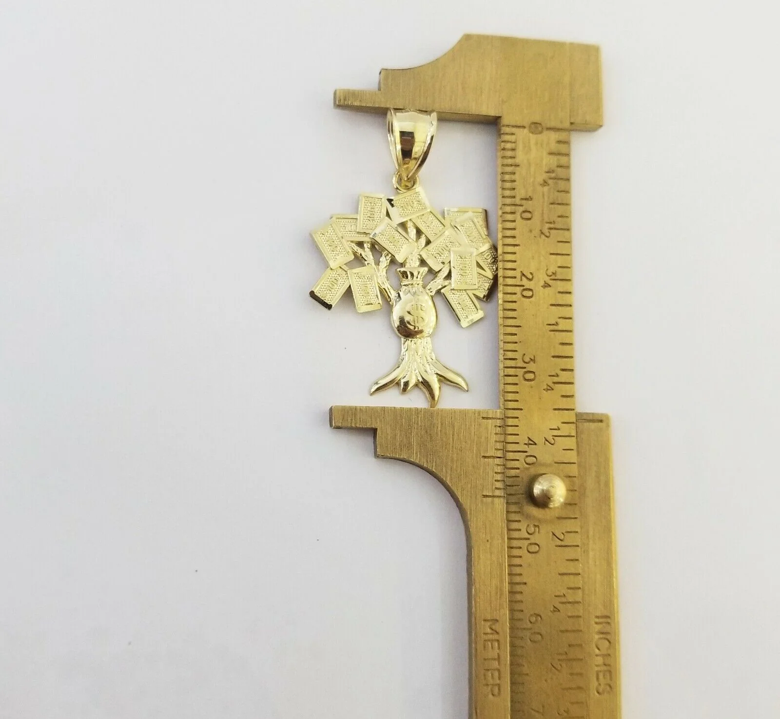 10k Yellow Gold Money Tree Pendant with 18 inch rope chain 3mm 10kt gold set - Image 10