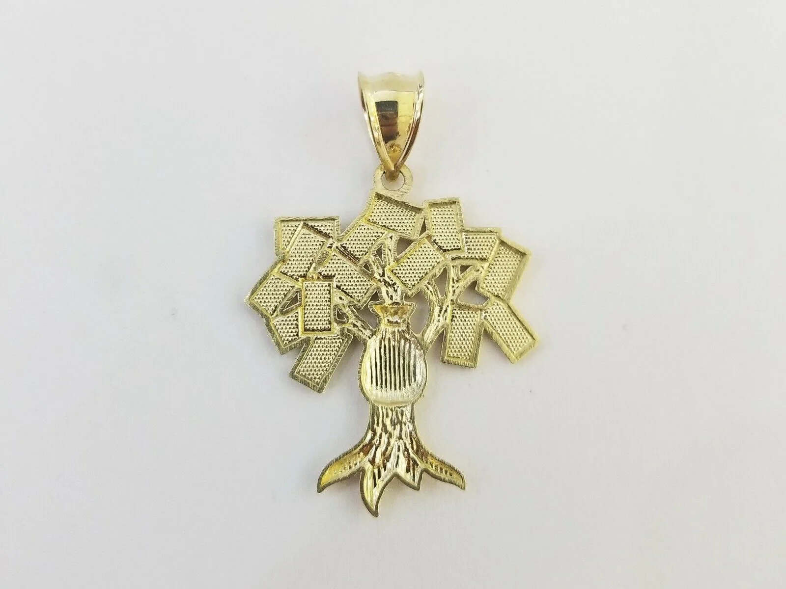10k Yellow Gold Money Tree Pendant with 18 inch rope chain 3mm 10kt gold set - Image 11