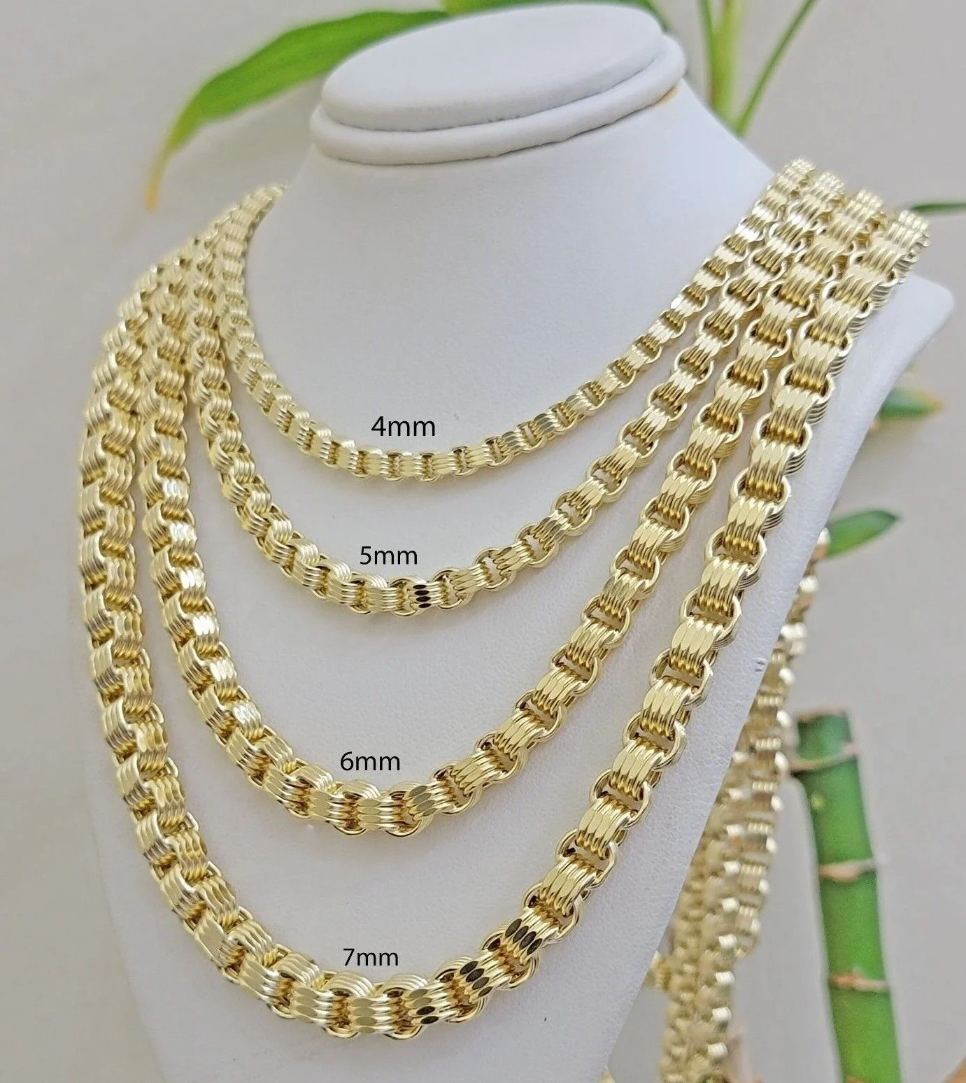 10k Yellow Gold Necklace Box Byzantine Chain 4mm 5mm 6mm 7mm 18 in- 30 in REAL - Image 3