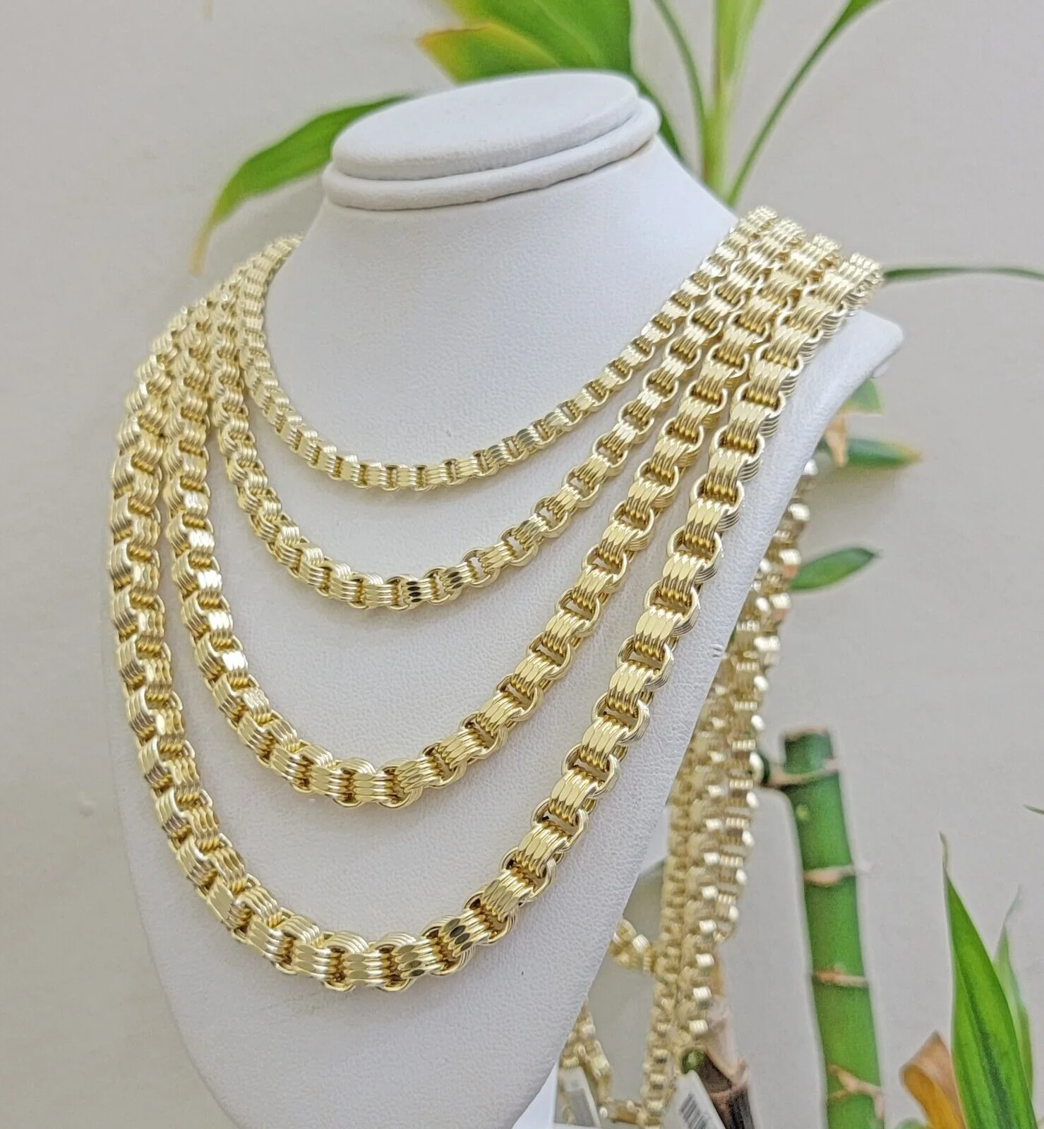 10k Yellow Gold Necklace Box Byzantine Chain 4mm 5mm 6mm 7mm 18 in- 30 in REAL - Image 7