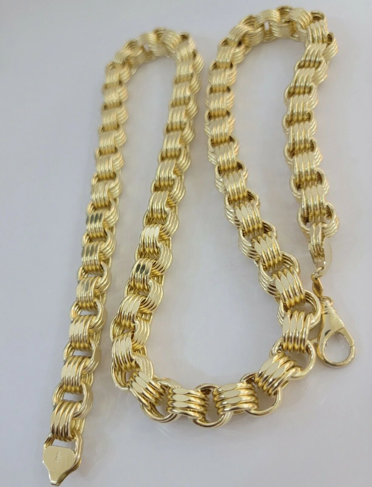 10k Yellow Gold Necklace Byzantine Box chain 28 Inch 12.5mm Mens Thick REAL 10K - Image 5