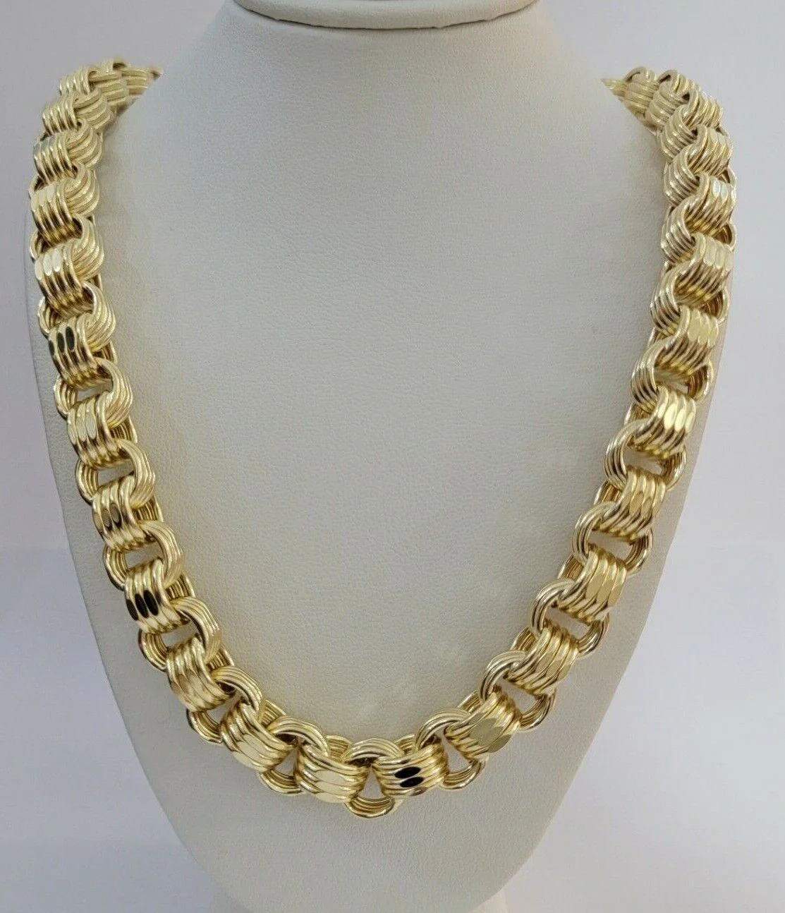 10k Yellow Gold Necklace Byzantine Box chain 28 Inch 12.5mm Mens Thick REAL 10K - Image 6